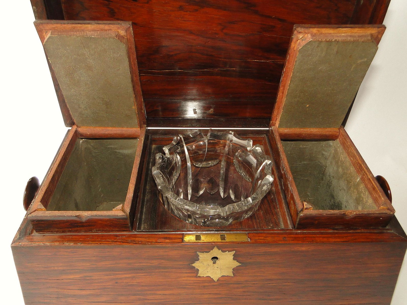19TH C LARGE TEA CADDY ON BUN FEET (1 of 5)