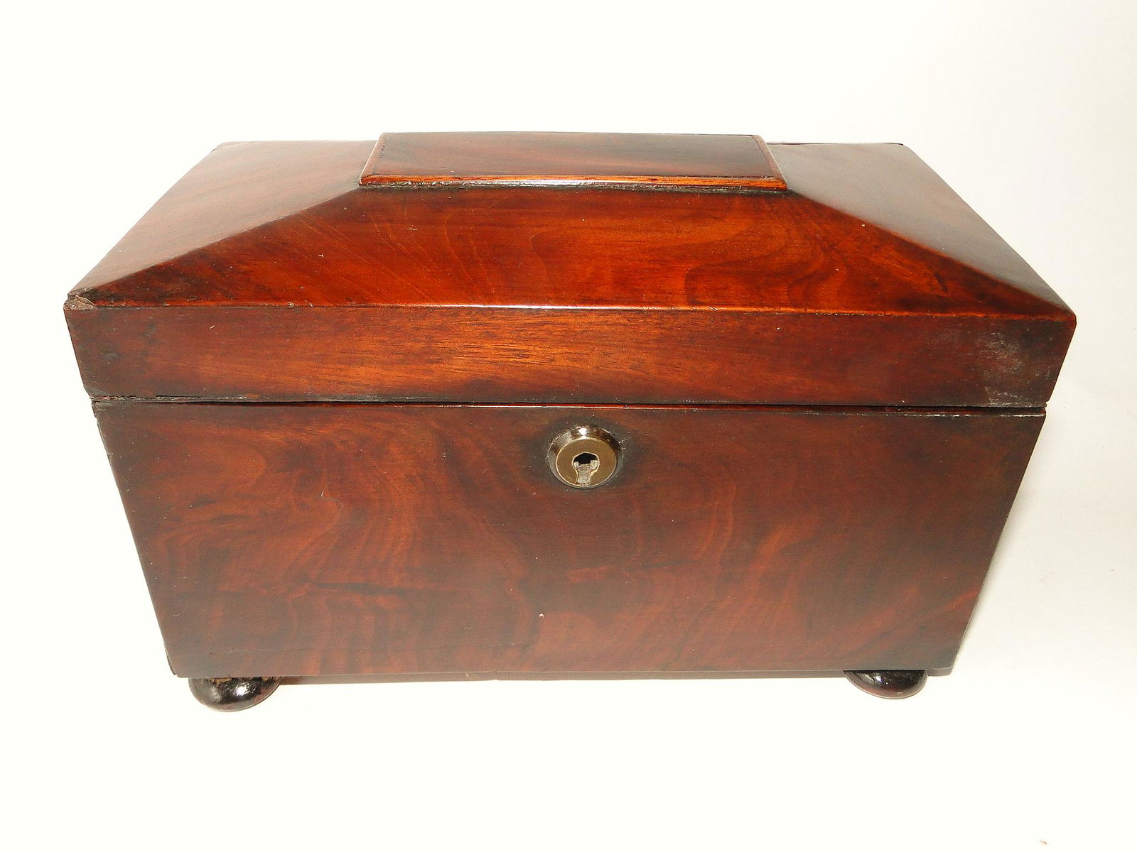 19TH C TEA CADDY MAHOGANY (1 of 5)