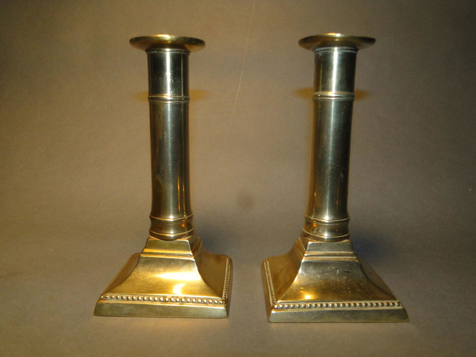 PAIR 18TH C ENGLISH CANDLESTICKS (1 of 2)