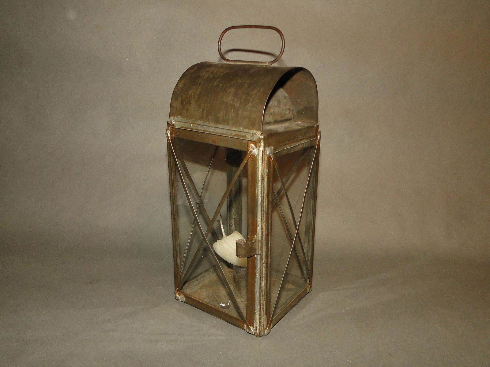 TIN AND GLASS CANDLE LANTERN (1 of 2)
