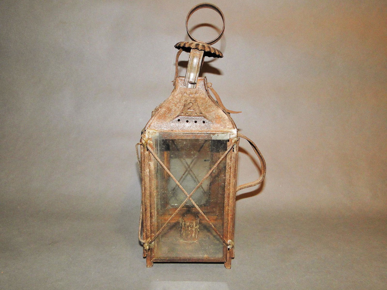TIN AND GLASS CANDLE LANTERN (1 of 3)