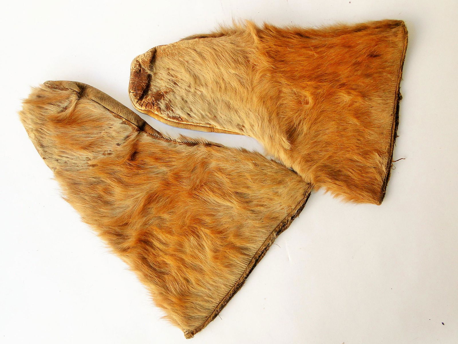 ANTIQUE ESKIMO SEAL SKIN MITTENS: ANTIQUE ESKIMO SEAL SKIN MITTENS 14", LEATHER AND FUR