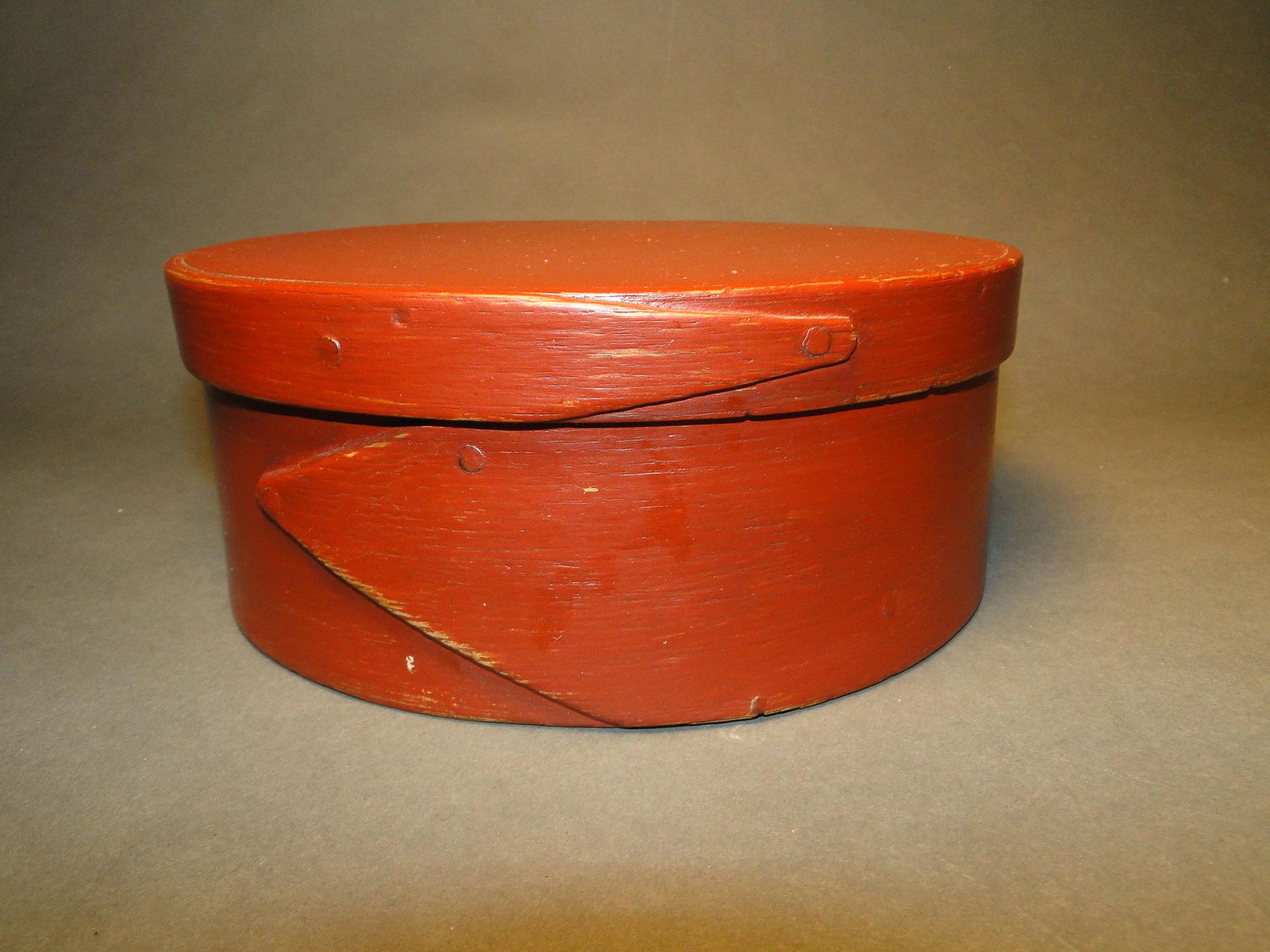19TH C RED PAINTED TWO LAP PANTRY BOX (1 of 2)