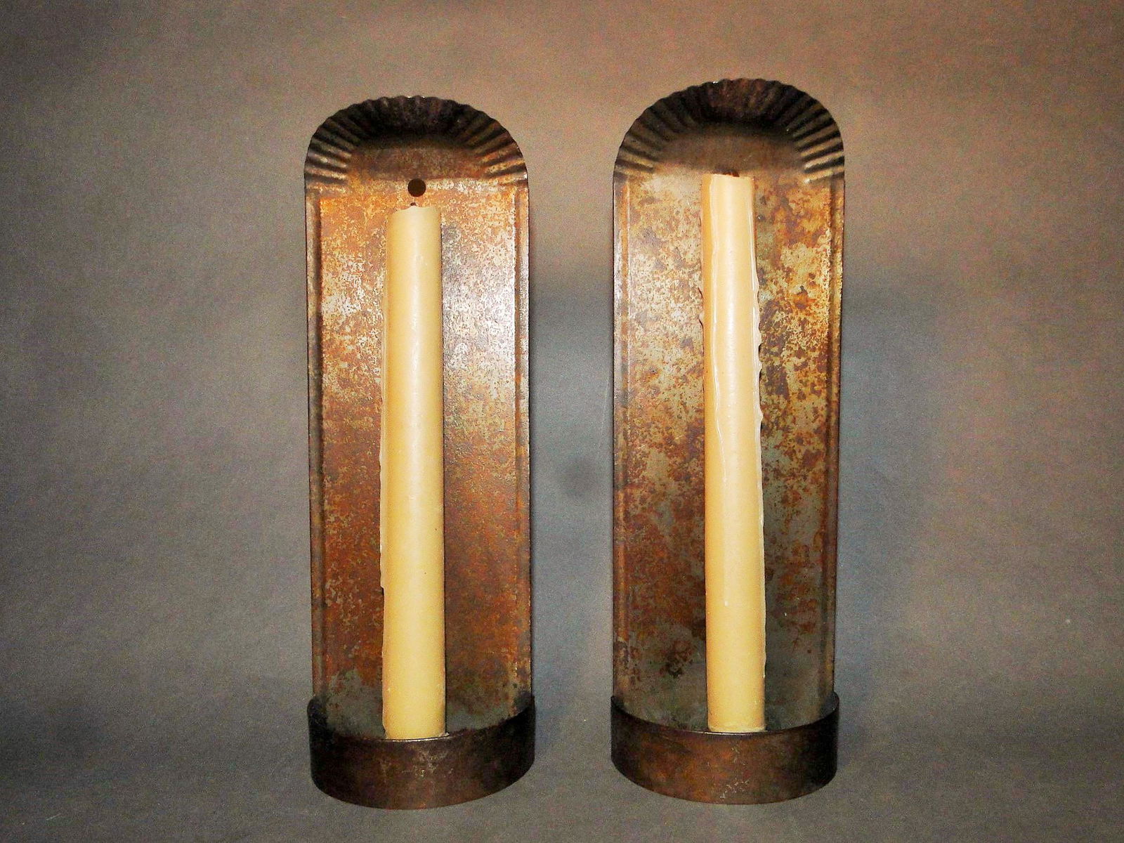 PAIR OF 19TH C TIN WALL SCONCES (1 of 1)