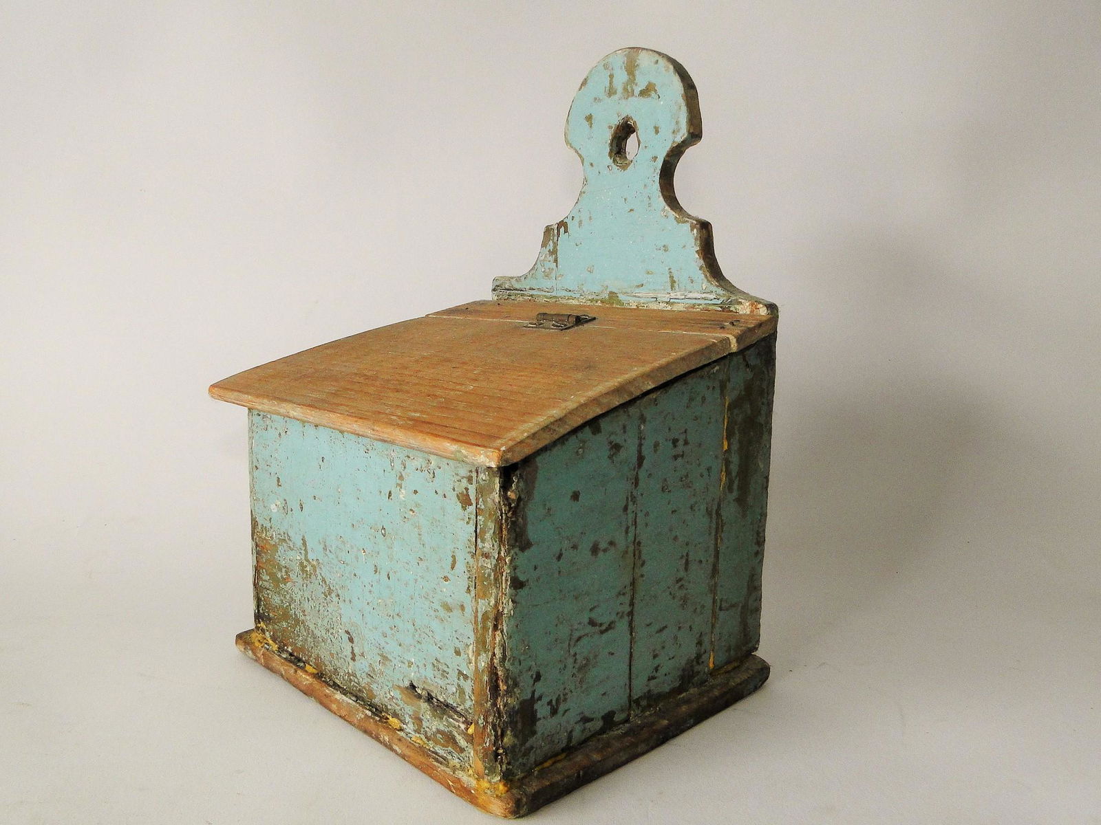 19TH C BLUE PAINTED WALL BOX (1 of 4)