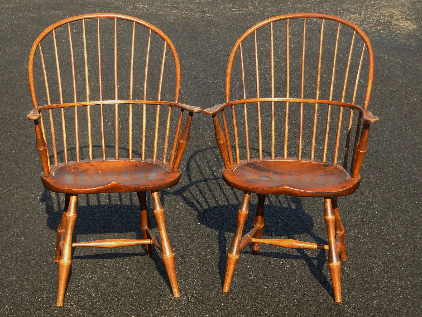 PAIR SIGNED DR DIMES BOW BACK WINDSOR CHAIRS (1 of 2)