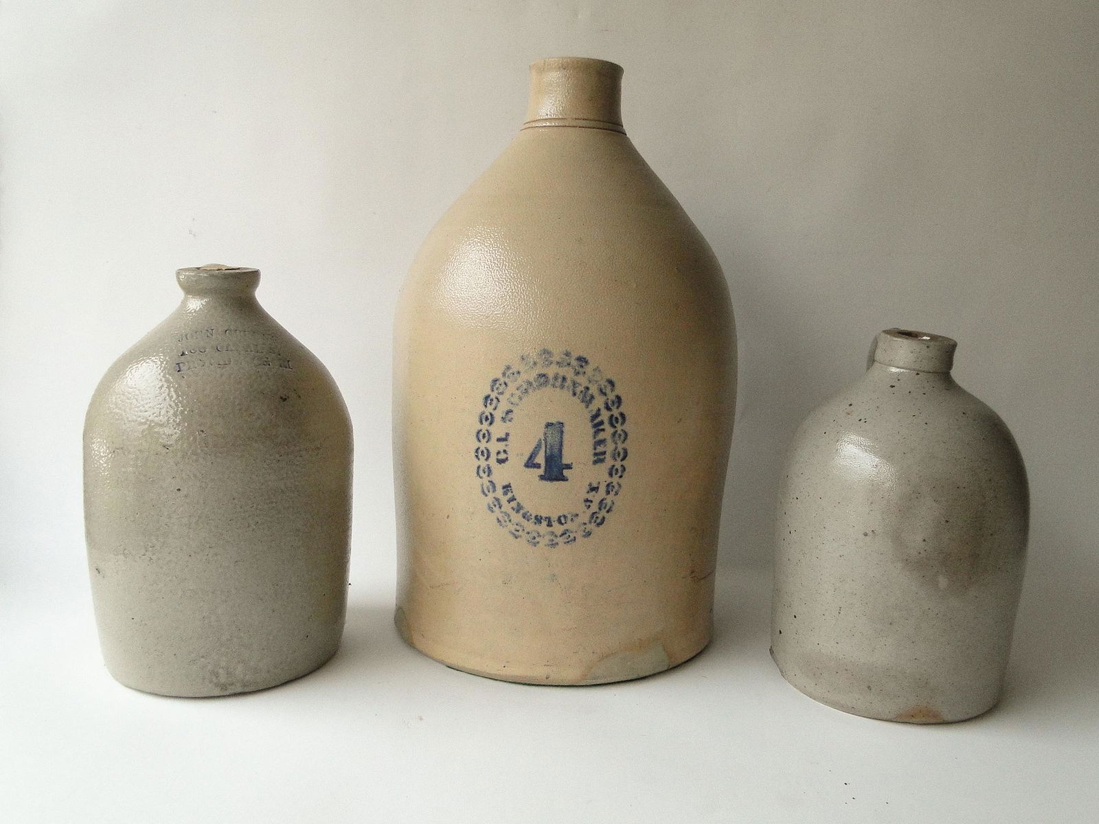 19TH C THREE STONEWARE JUGS (1 of 2)