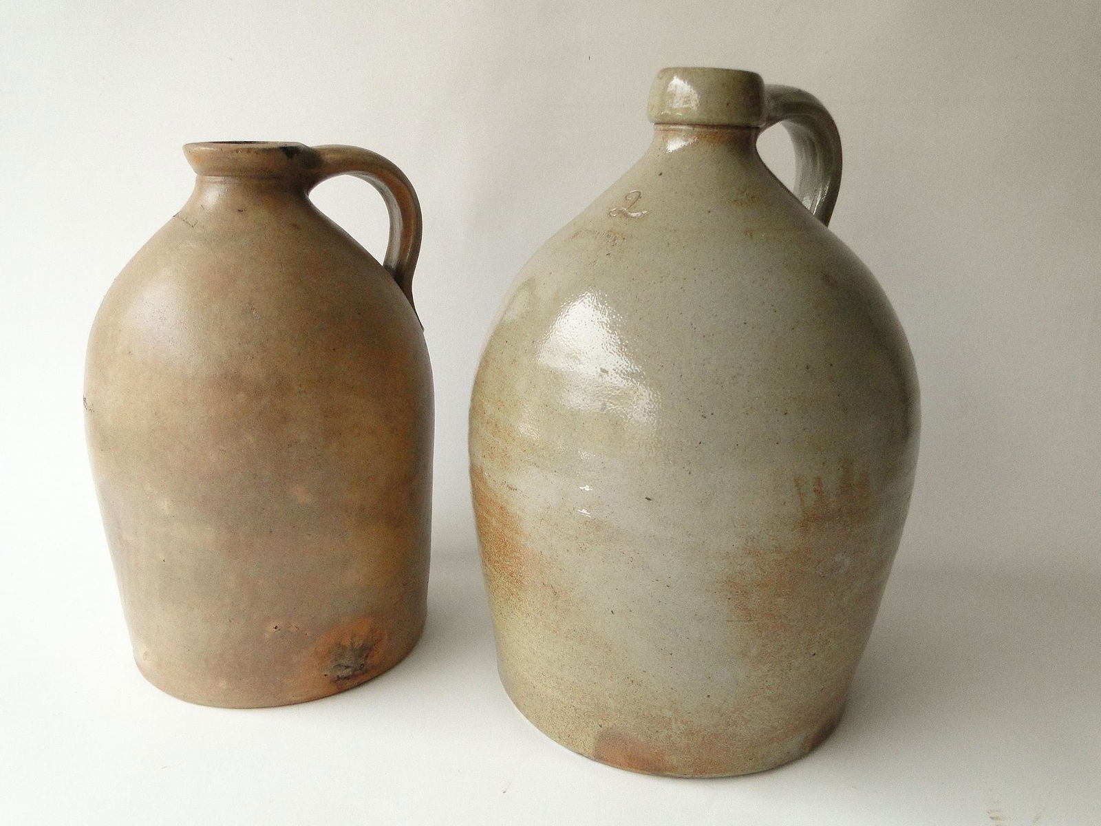 19TH C TWO NEW YORK STONEWARE JUGS (1 of 4)