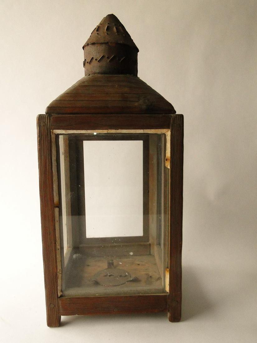 LARGE PRIMITIVE WOODEN CANDLE LANTERN (1 of 5)