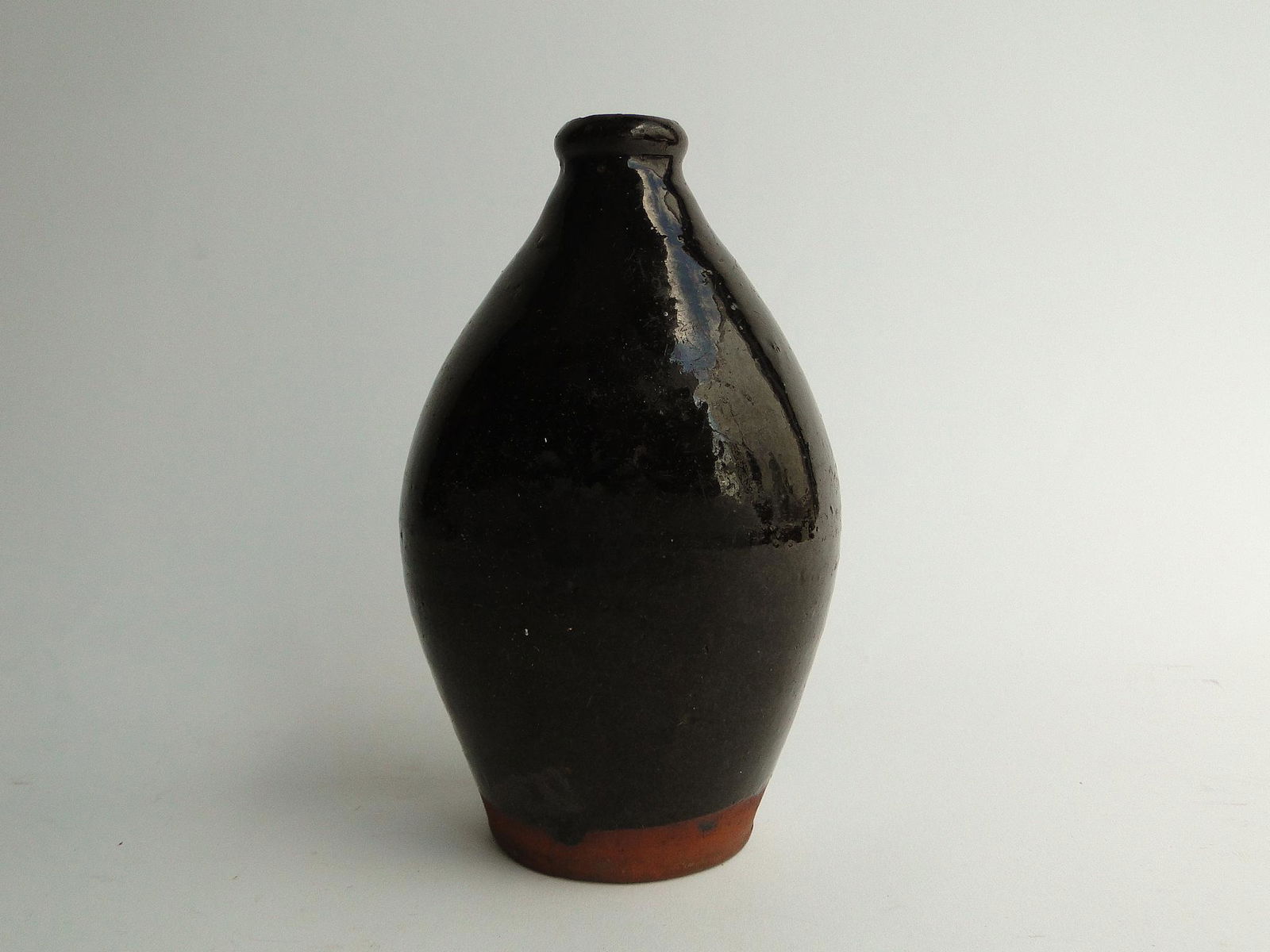 19TH C REDWARE LEAD GLAZED FLASK (1 of 4)