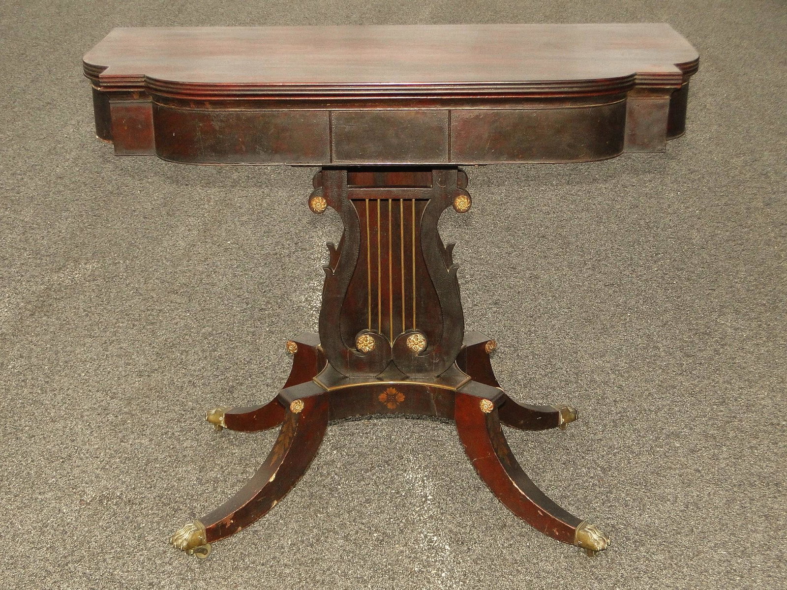 FEDERAL LYRE BASE MAHOGANY CARD TABLE (1 of 10)