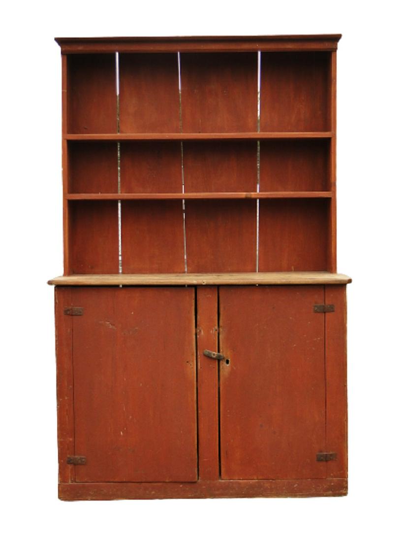 18TH C PAINTED STEPBACK CUPBOARD (1 of 10)