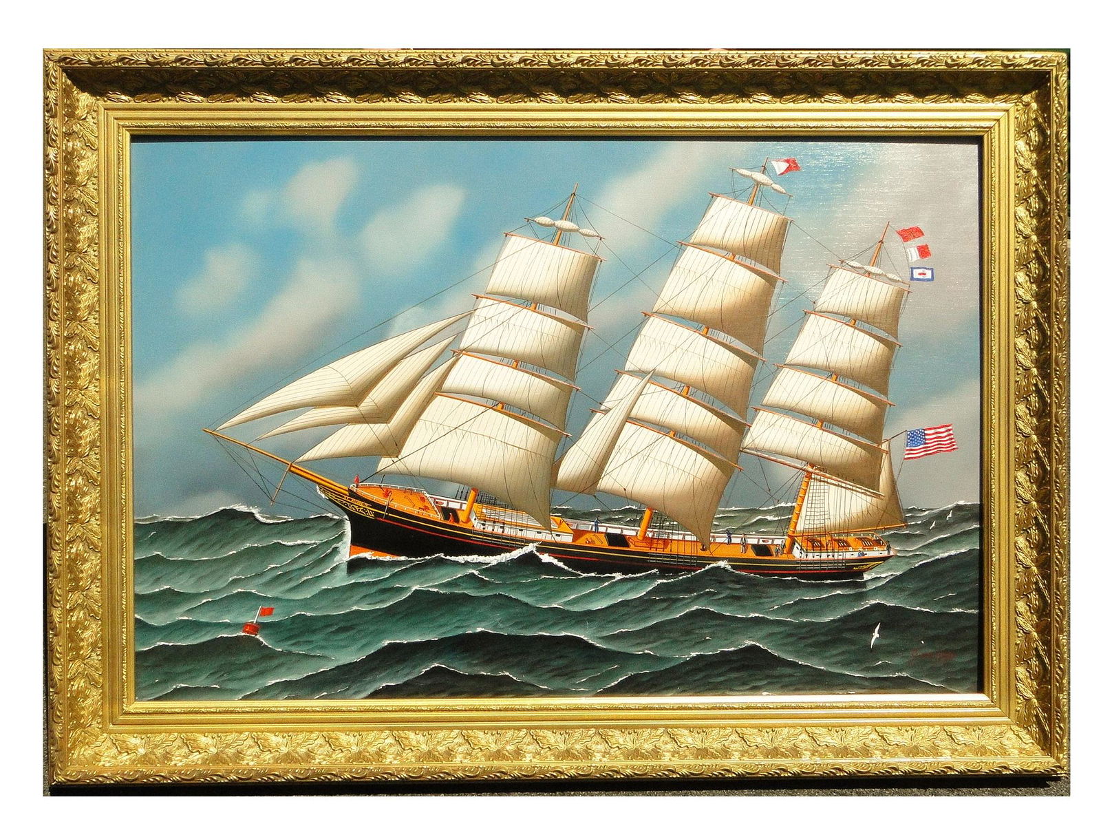 ORIGINAL LARGE SIZE JEROMES HOWES SHIP PAINTING (1 of 2)