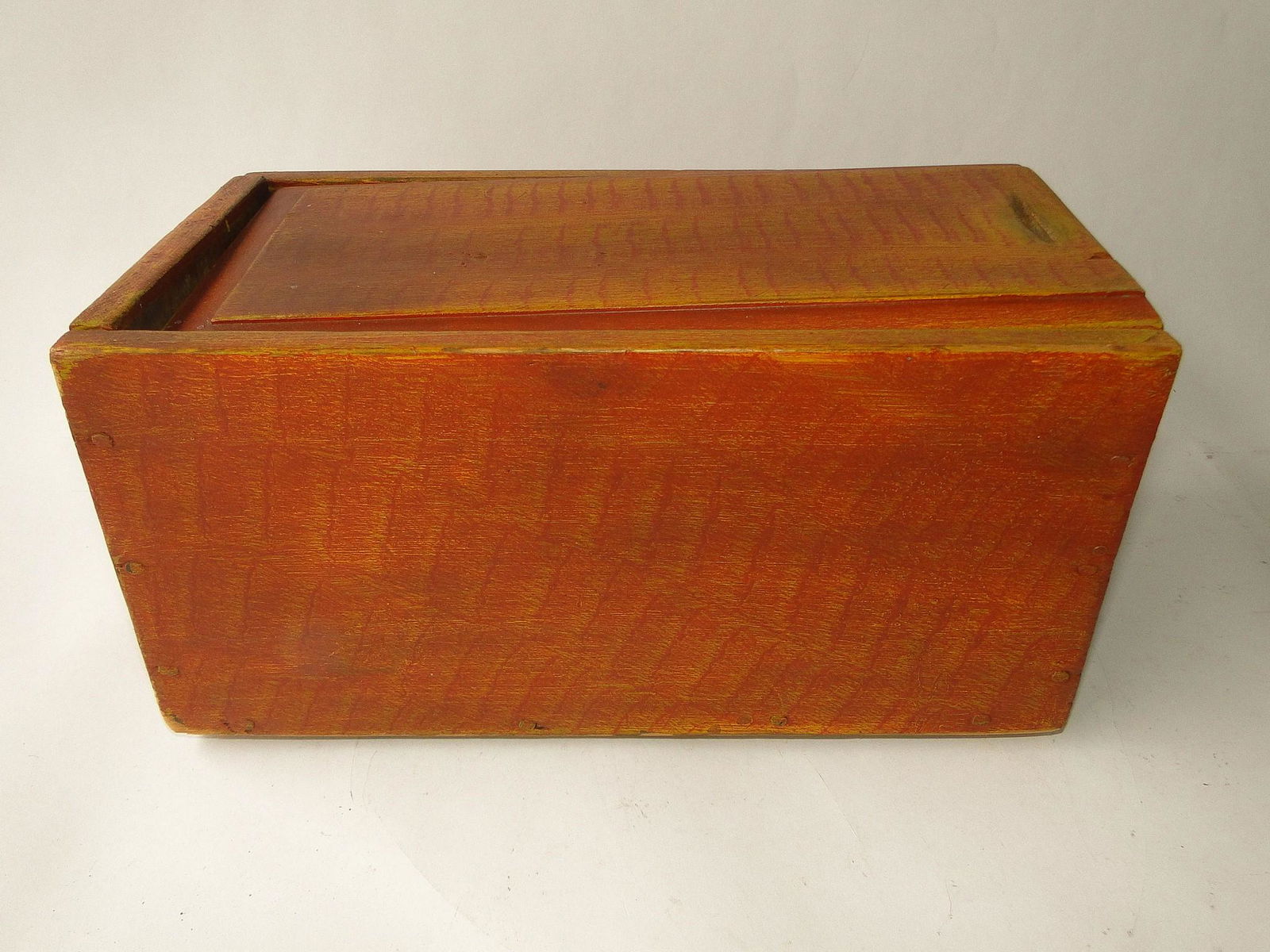 LARGE 19TH C GRAIN PAINTED CANDLE BOX (1 of 4)