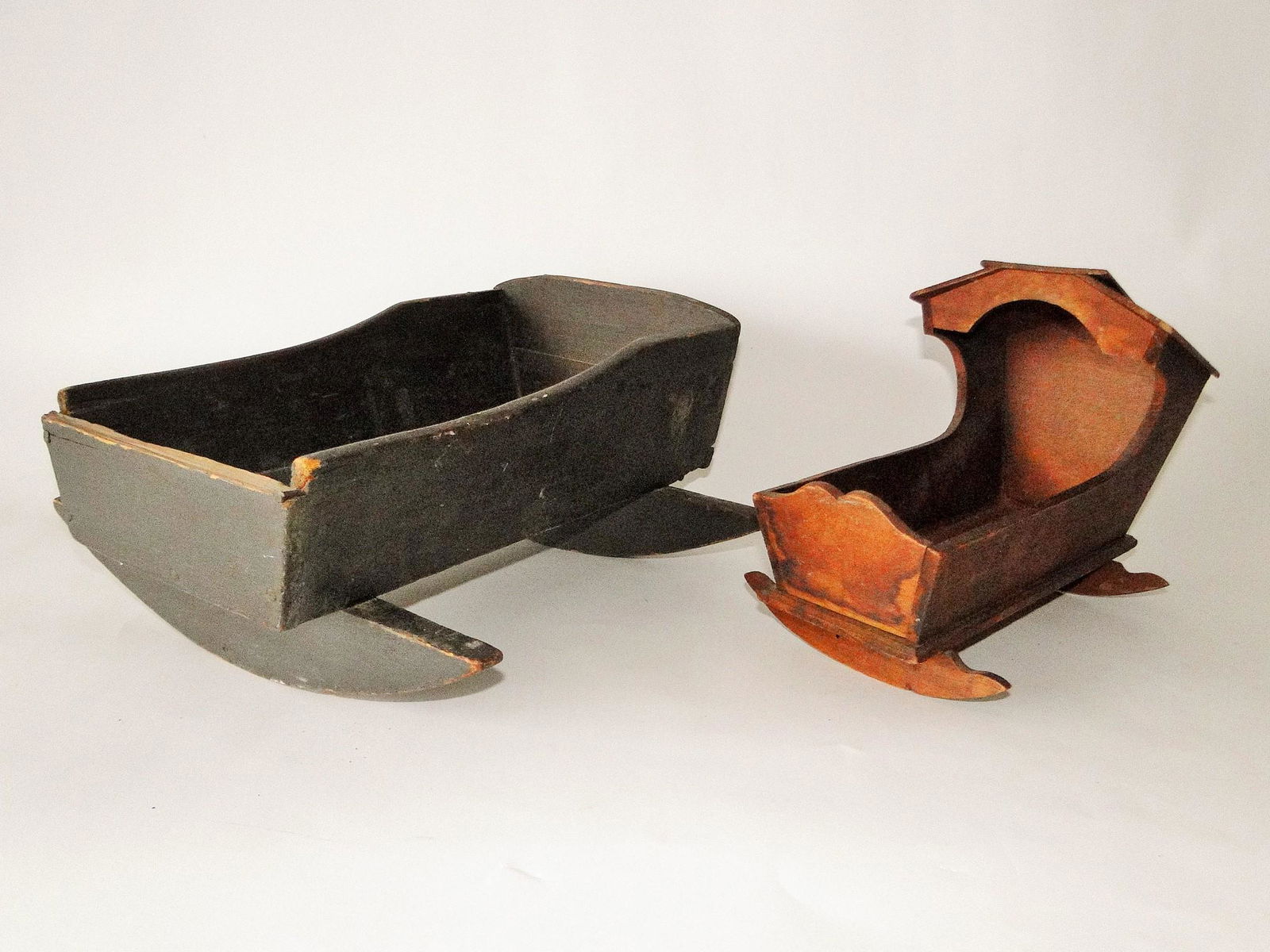 PAIR PAINTED DOLL CRADLES (1 of 1)