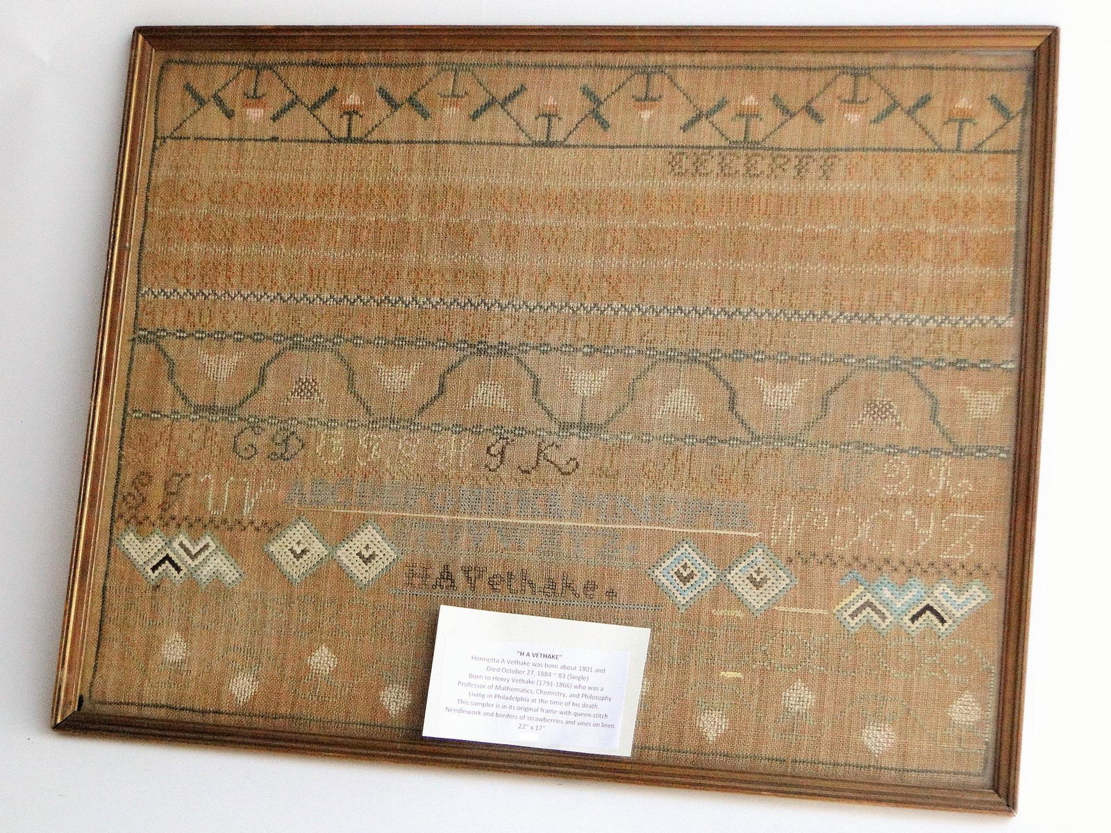 C. 1820-40 AMERICAN SCHOOL GIRL SAMPLER PHILADELPHIA (1 of 4)