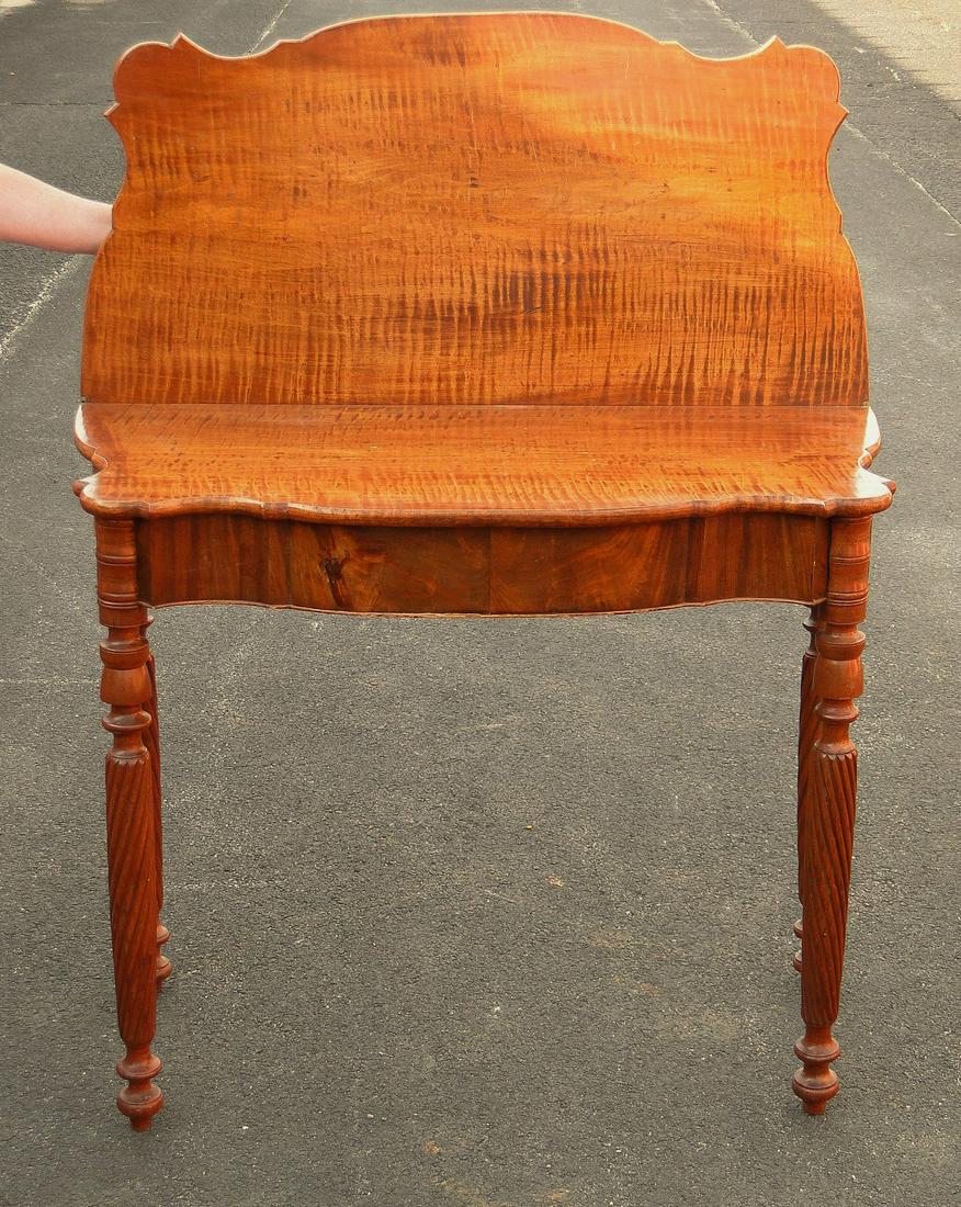 EARLY 19TH C TIGER MAPLE FEDERAL CARD TABLE (1 of 8)