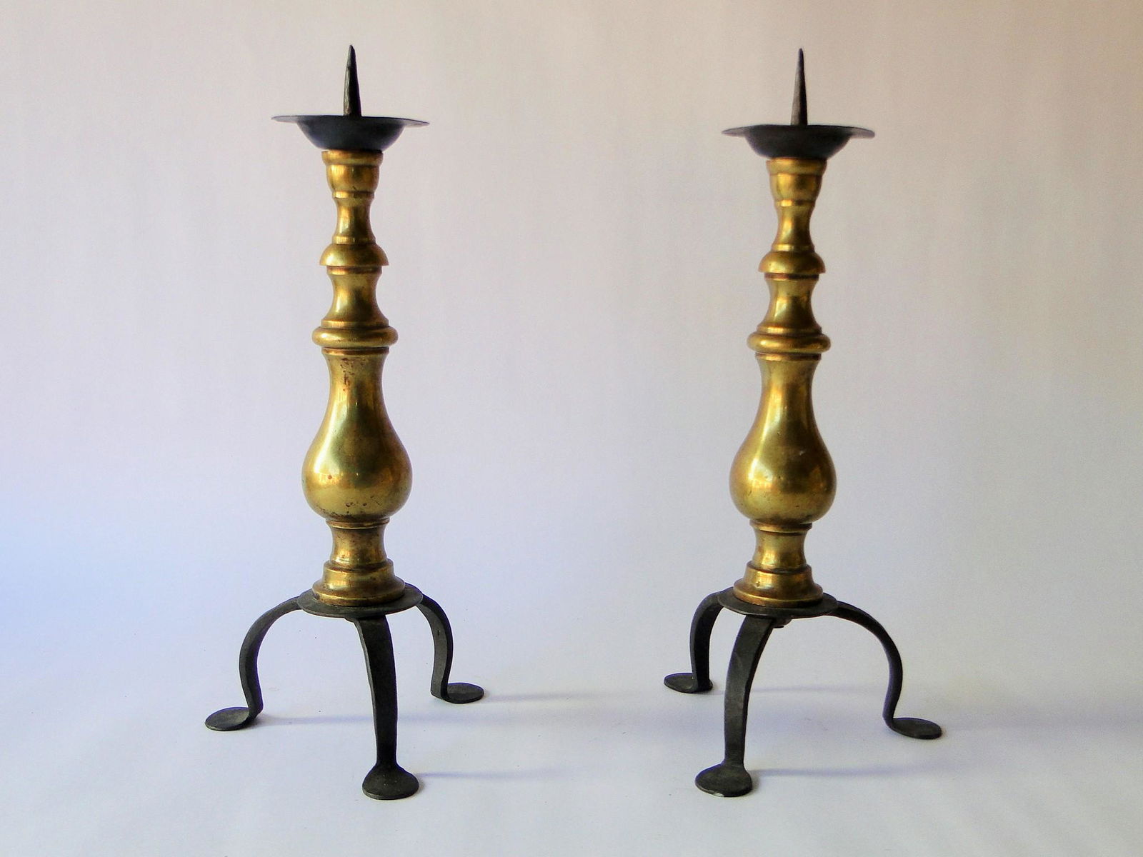 PAIR 19TH C PRICKET CANDLESTICKS (1 of 4)