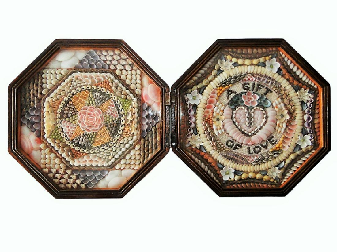DOUBLE FRAMED SEA SHELL SAILOR'S VALENTINE (1 of 5)
