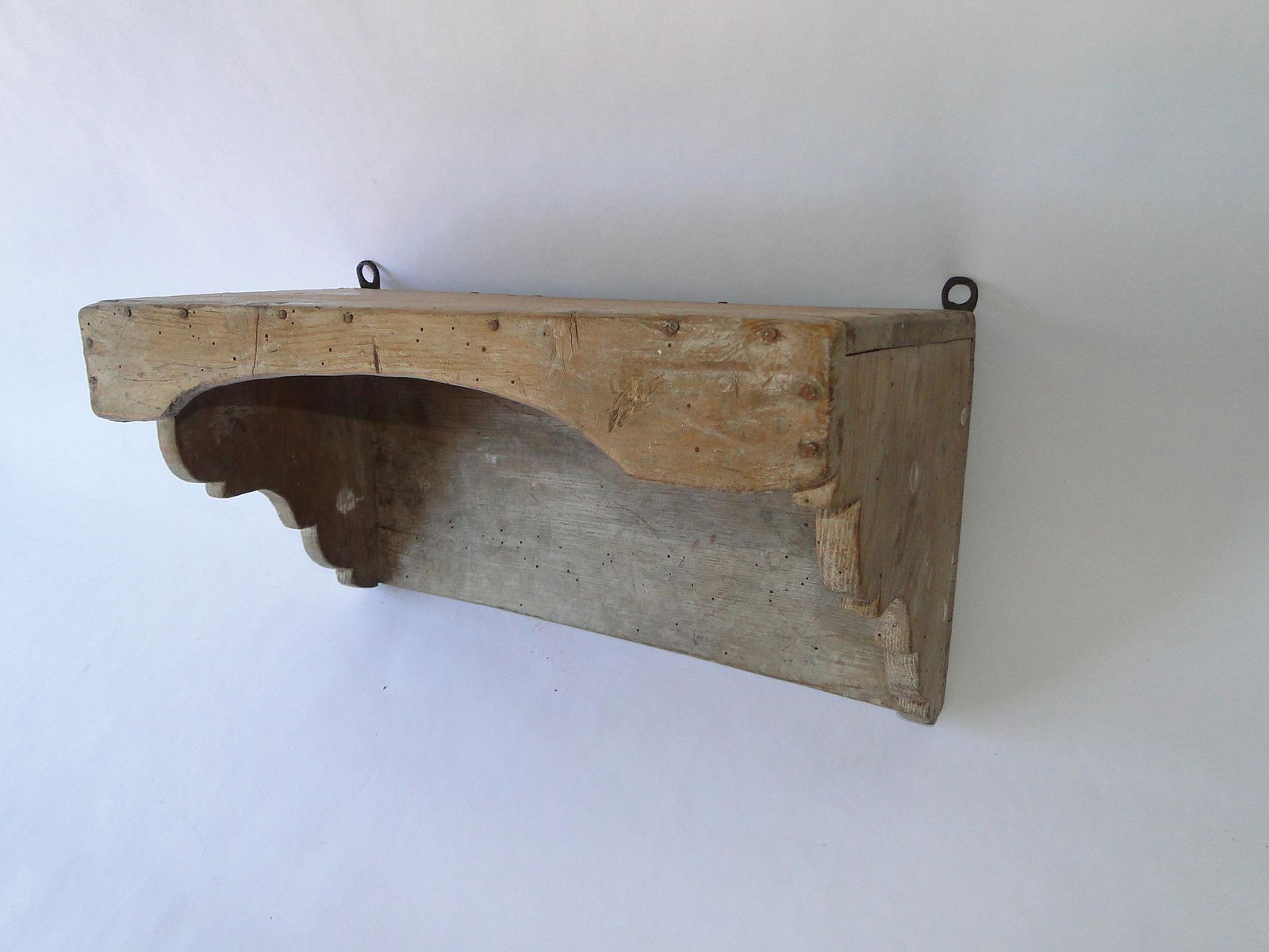 EARLY BLEACHED WOOD HANGING SHELF (1 of 4)