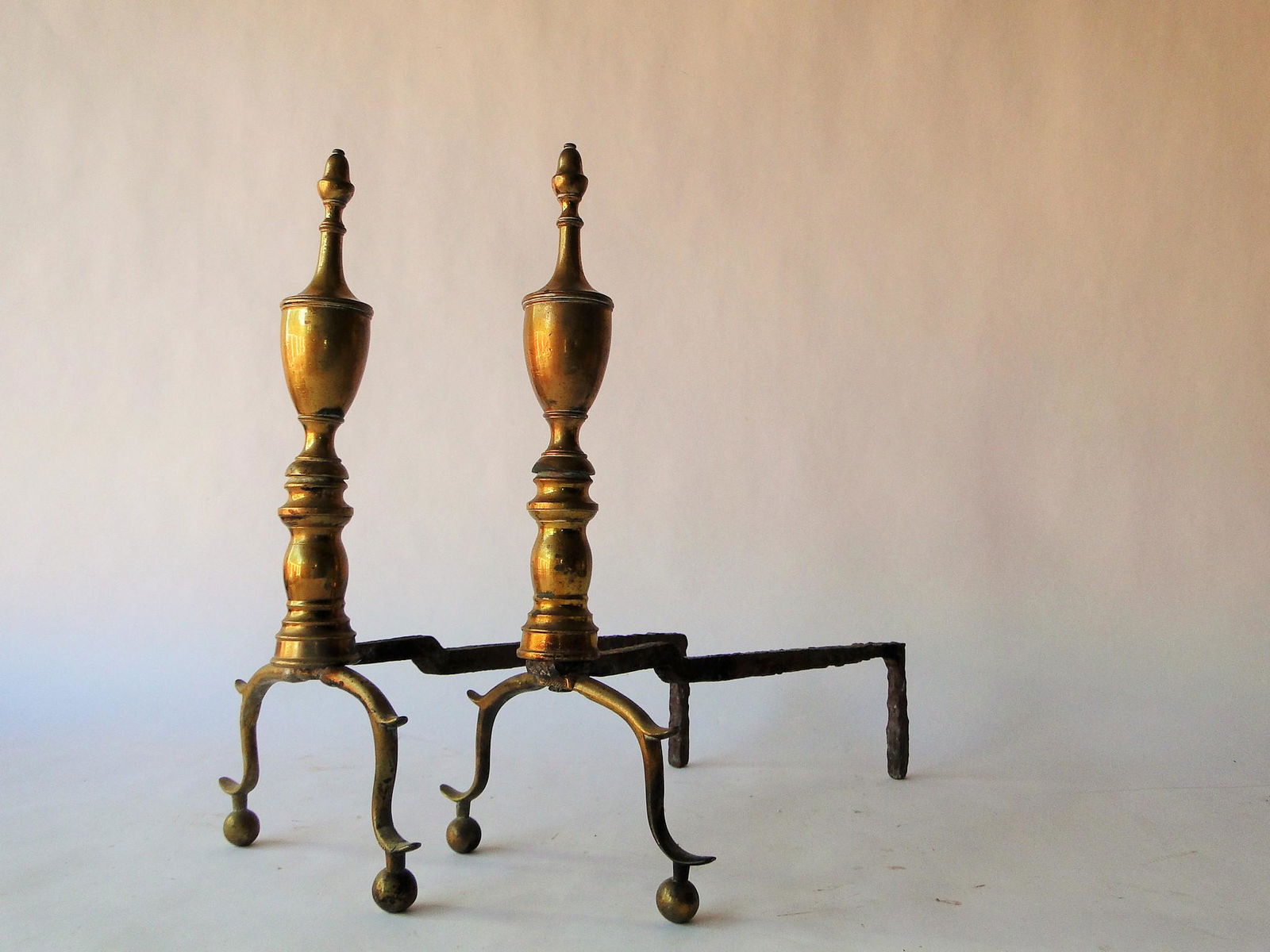 SMALL SIZE 18TH C BRASS ANDIRONS (1 of 3)