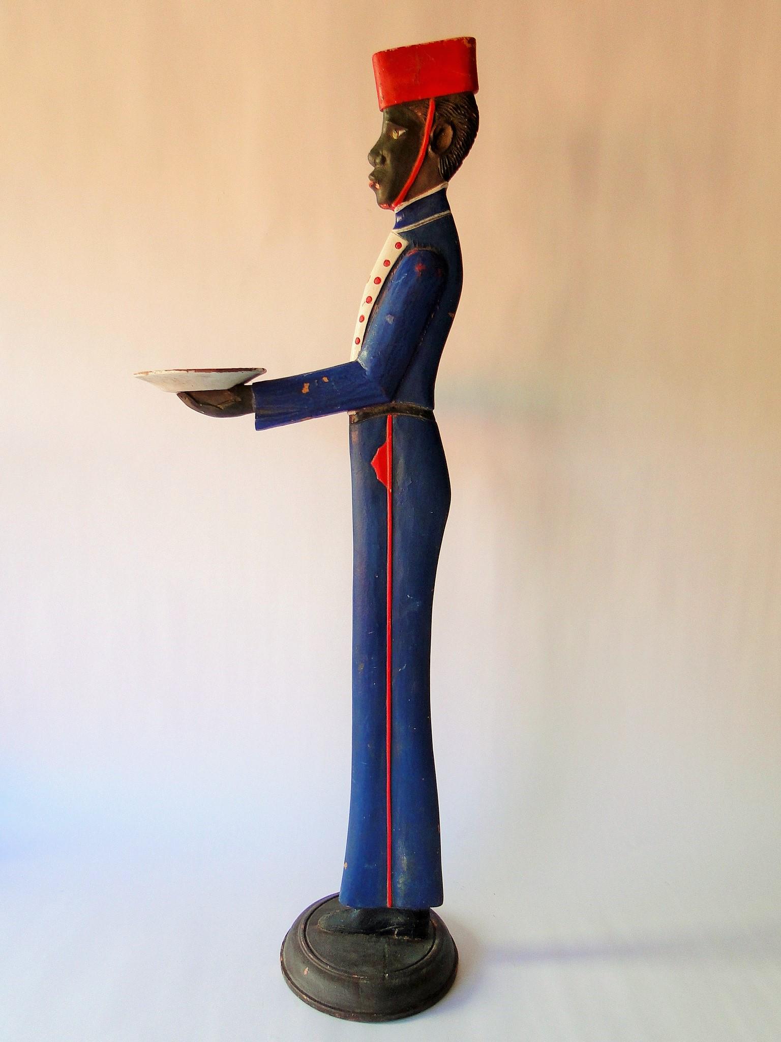 VINTAGE POLYCHROMED SILENT BUTLER/ HOTEL PORTER: VINTAGE POLYCHROMED SILENT BUTLER/ HOTEL PORTER 13 X 38