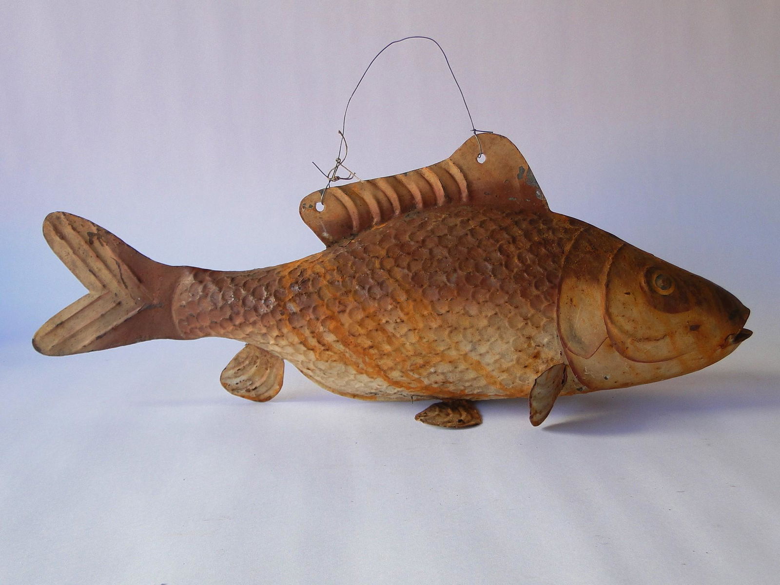 WEATHERED SHEET IRON FISHMONGER'S TRADE SIGN (1 of 2)