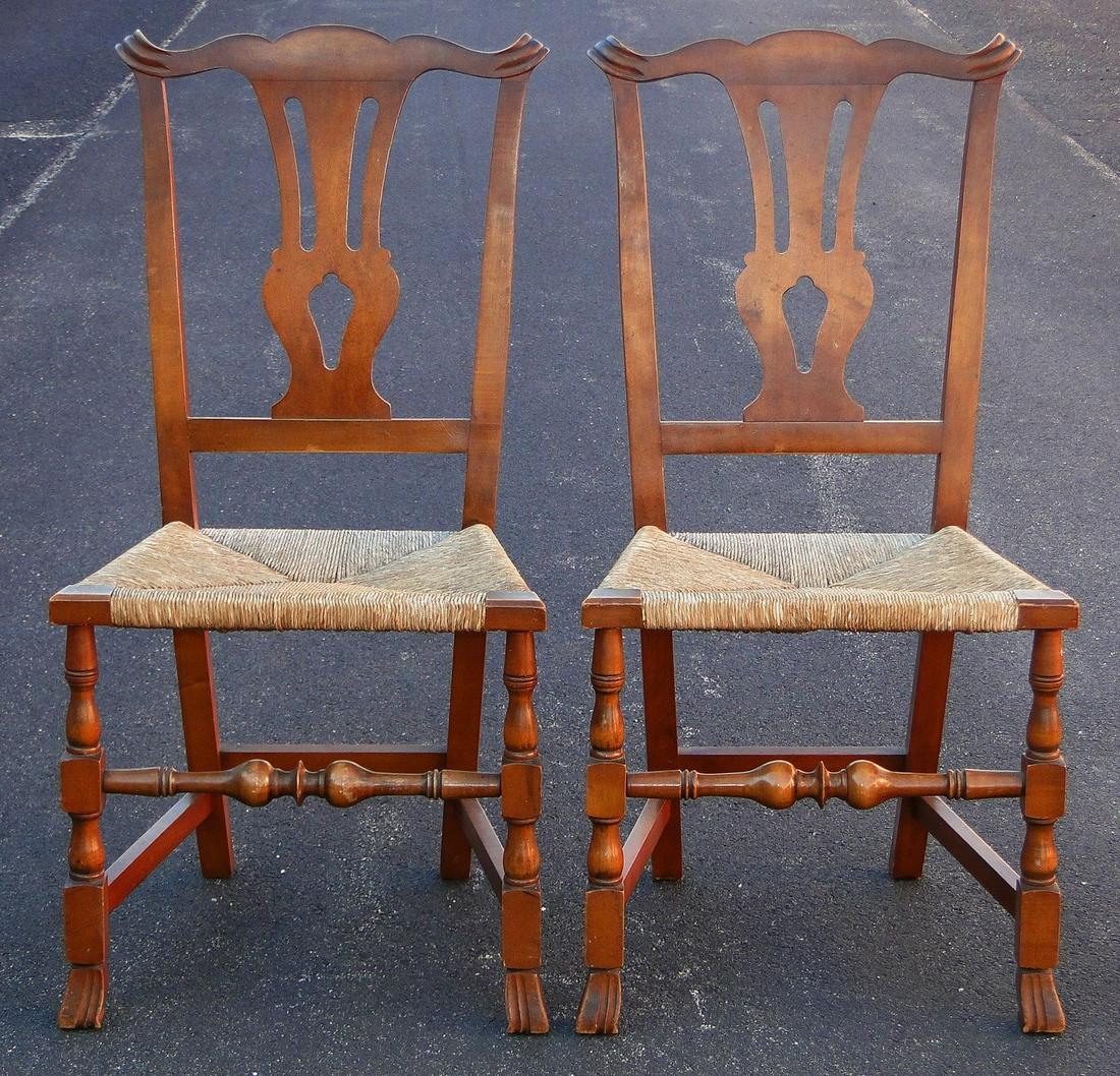 PAIR CHIPPENDALE SPANISH FOOT SIDE CHAIRS (1 of 3)