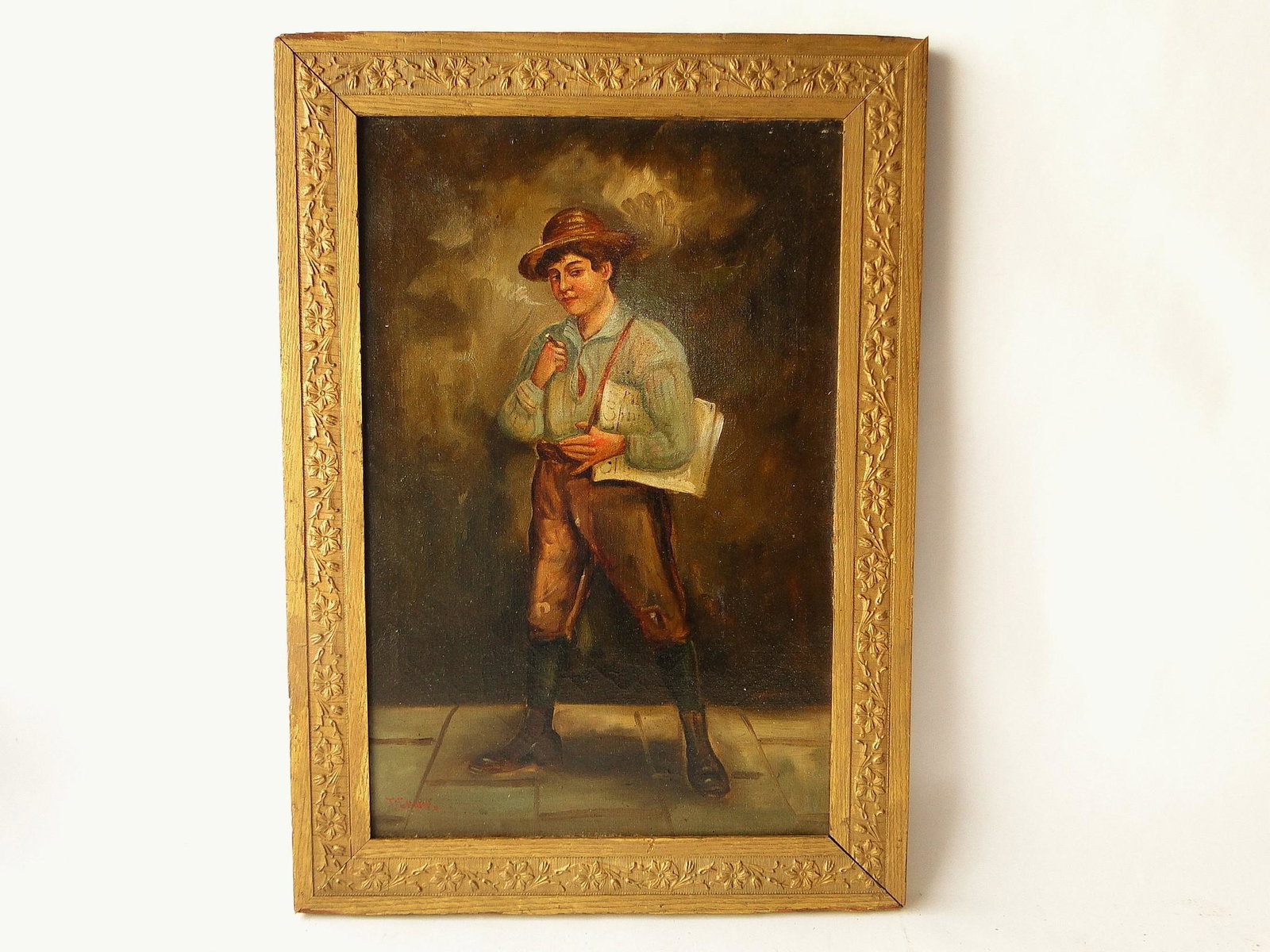 O/C PAINTING YOUNG MAN HOLDING NEWSPAPER (1 of 4)