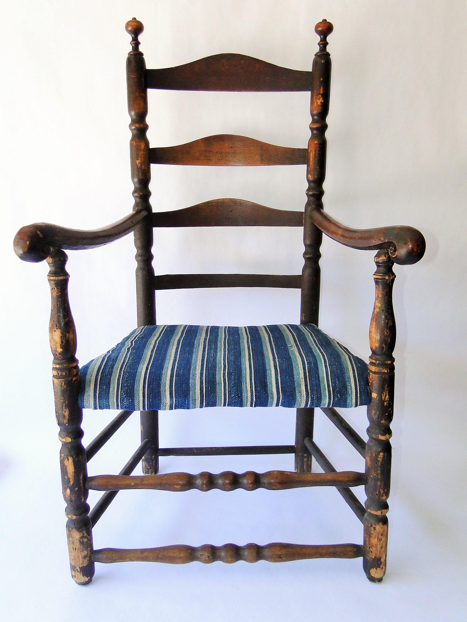EARLY 18TH C LADDERBACK ARM CHAIR (1 of 6)