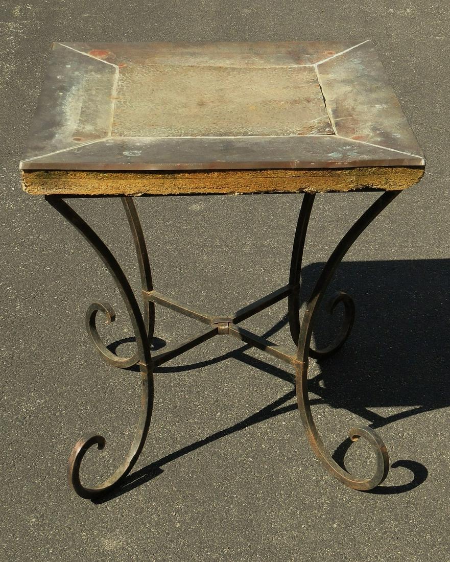ANTIQUE IRON AND COPPER TABLE (1 of 3)