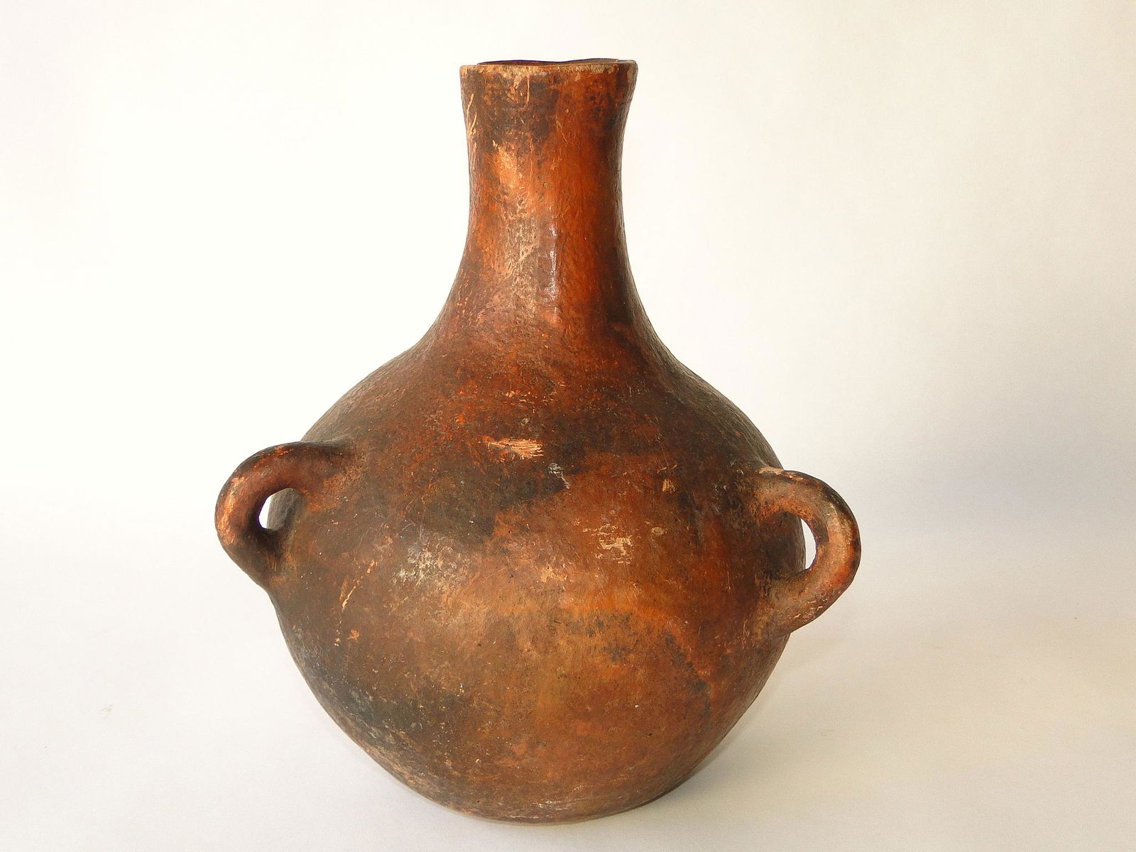 EARLY THREE HANDLED TERRA COTTA VESSEL (1 of 4)