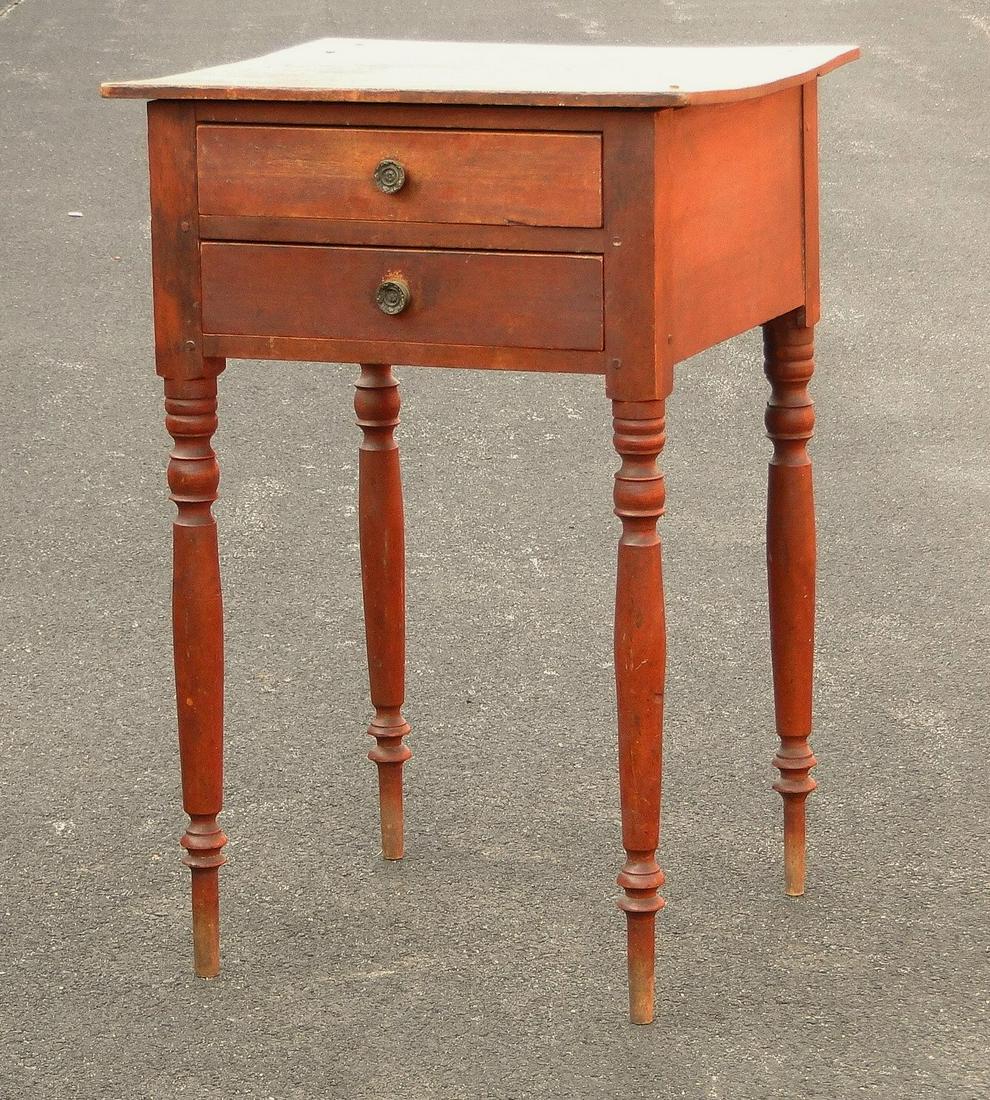 EARLY 19TH C RED PAINTED TWO DRAWER STAND (1 of 3)