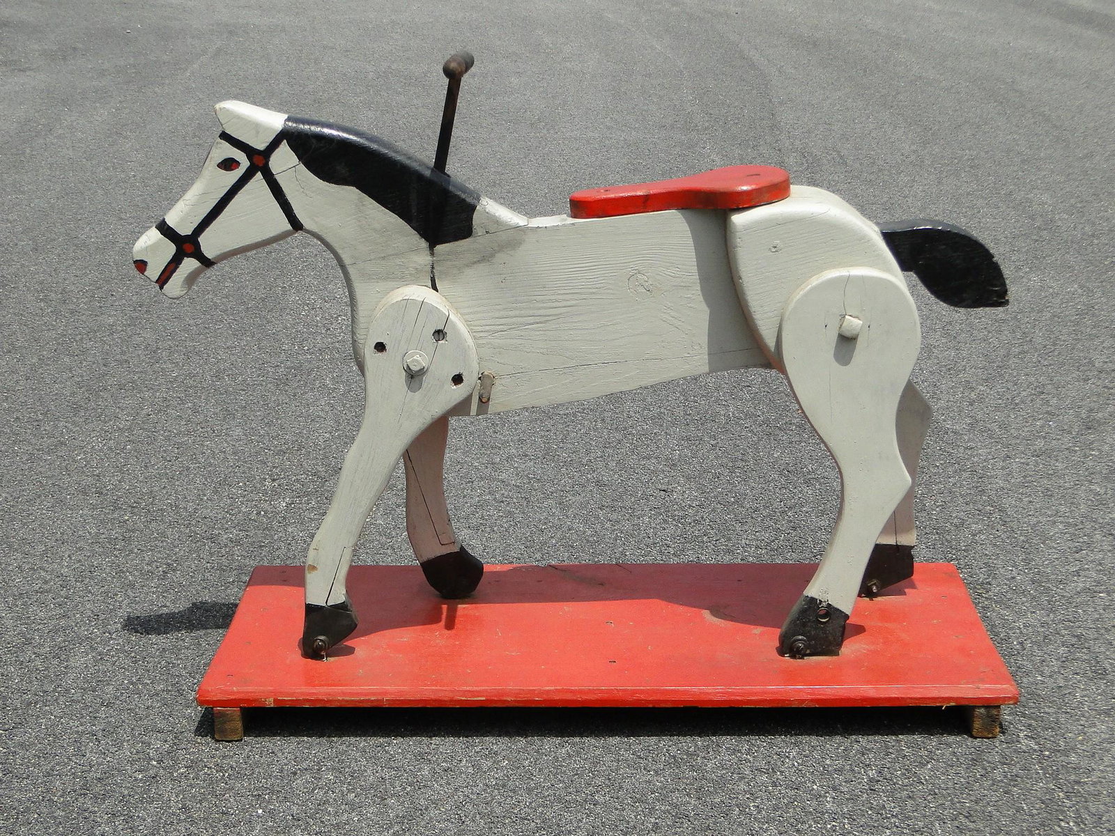 ANTIQUE PAINTED ROCKING HORSE: ANTIQUE PAINTED ROCKING HORSE 22 X 36