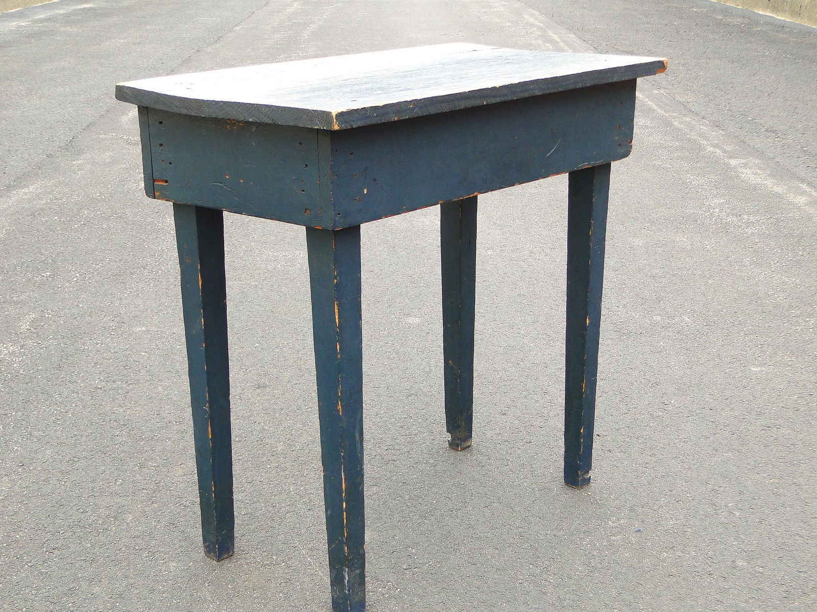19TH C PRIMITIVE BLUE PAINTED TABLE (1 of 3)