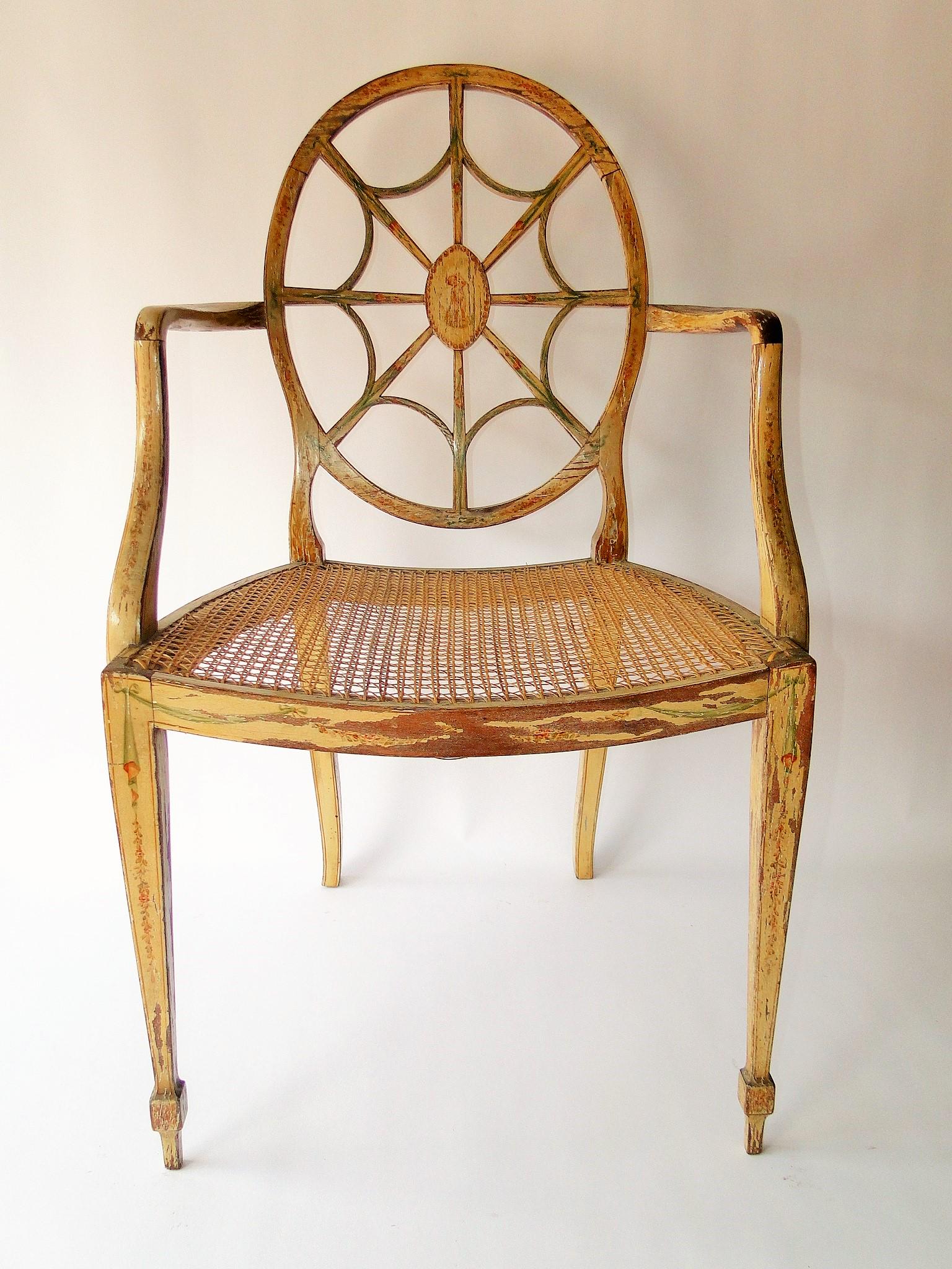 EARLY PAINT DECORATED SALEM, MA. CHAIR (1 of 4)