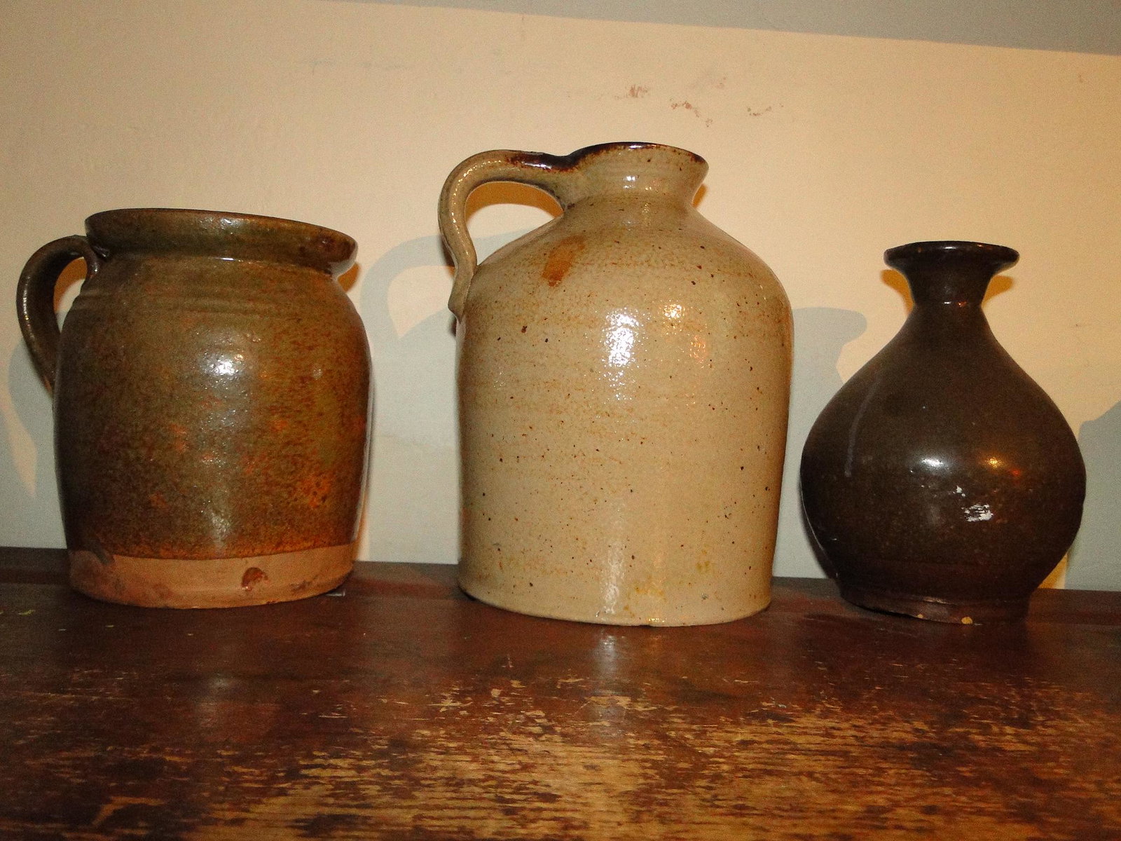 GROUPING OF THREE STONEWARE CROCKS (1 of 2)