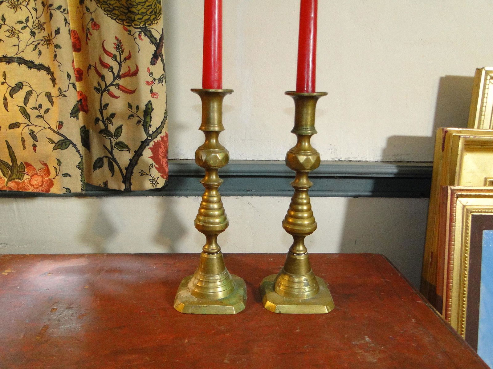 PAIR BRASS CANDLESTICKS (1 of 2)