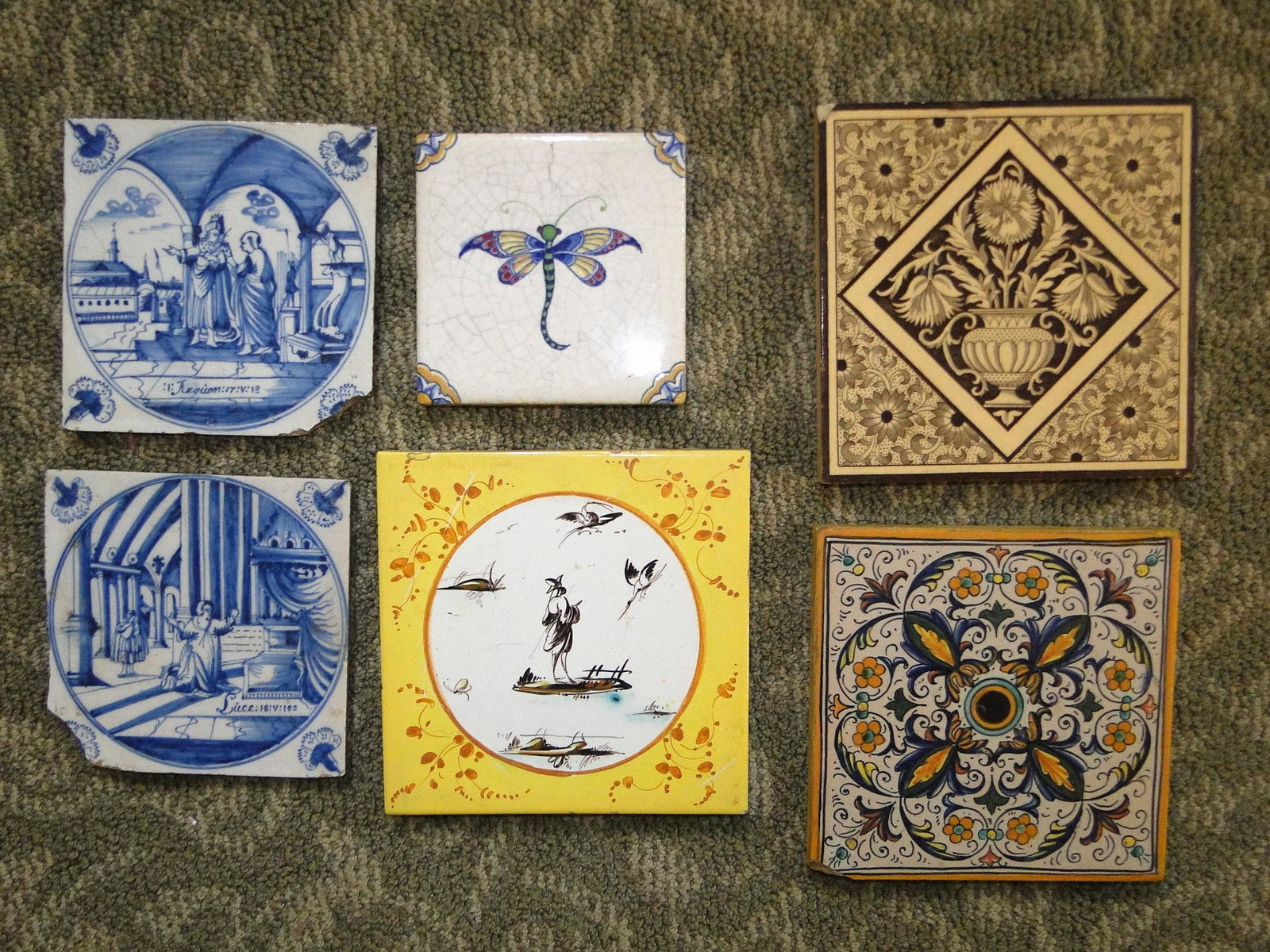 GROUPING OF TILES, MINTON, FAIENCE, ETC. (1 of 3)