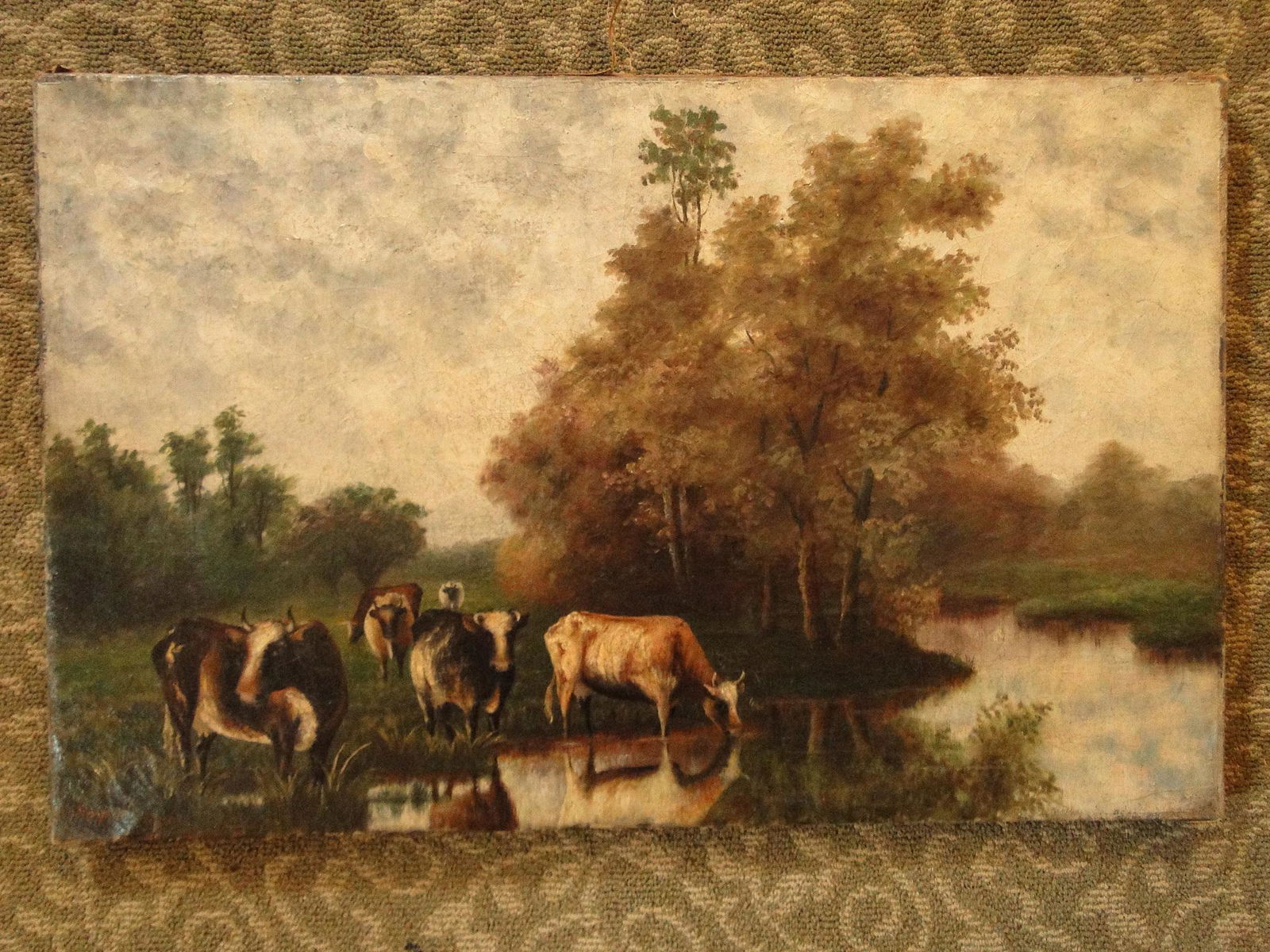 19TH C O/C PAINTING OF COWS (1 of 3)