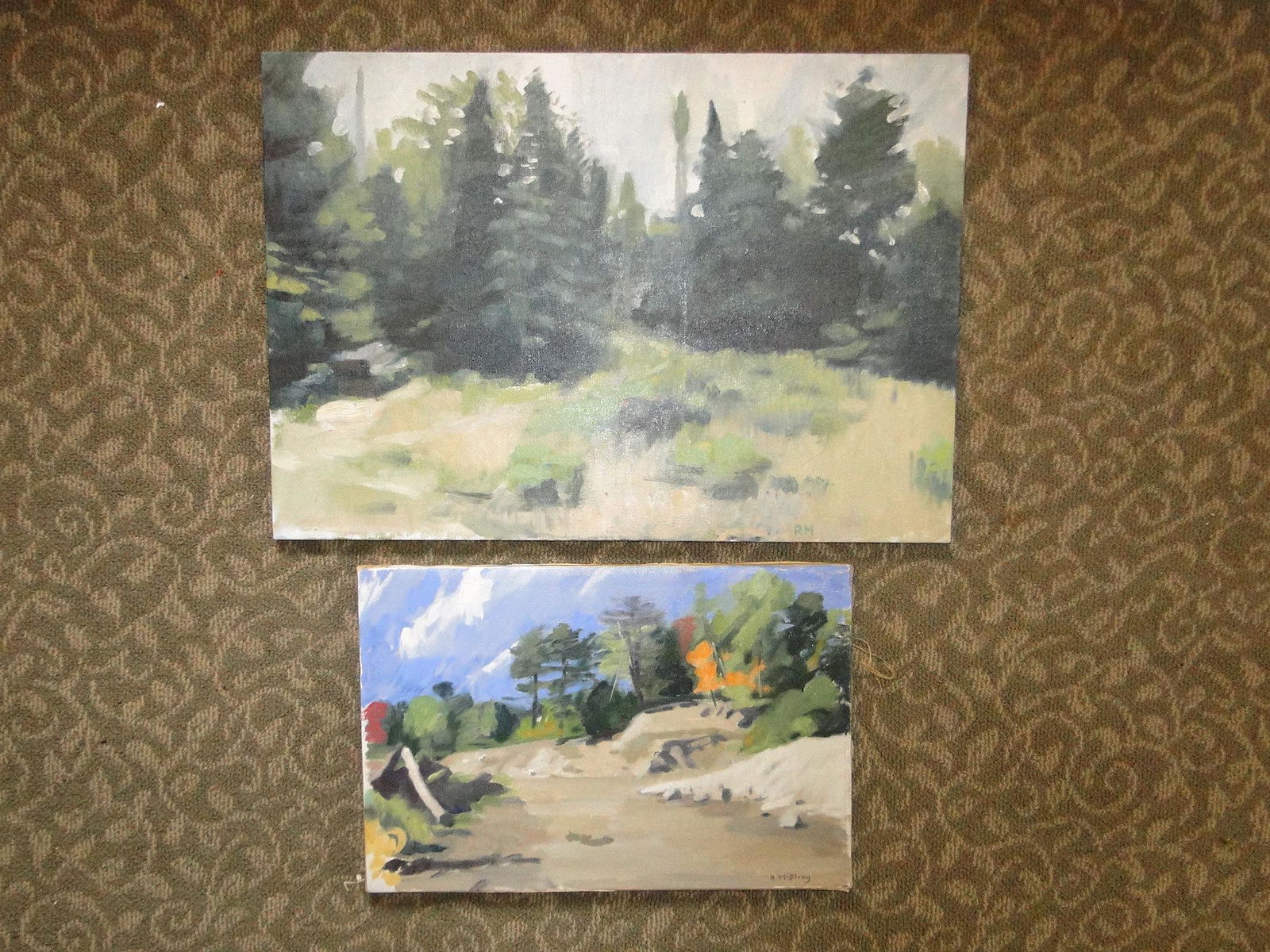TWO O/C PAINTINGS CASCO , MAINE LANDSCAPE BY R. MCELROY (1 of 1)