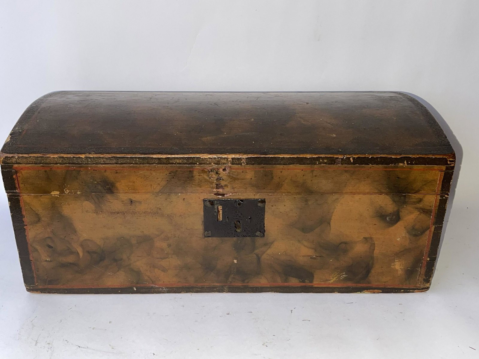19TH C SMOKE GRAINED DECORATED DOME TOP BOX (1 of 5)