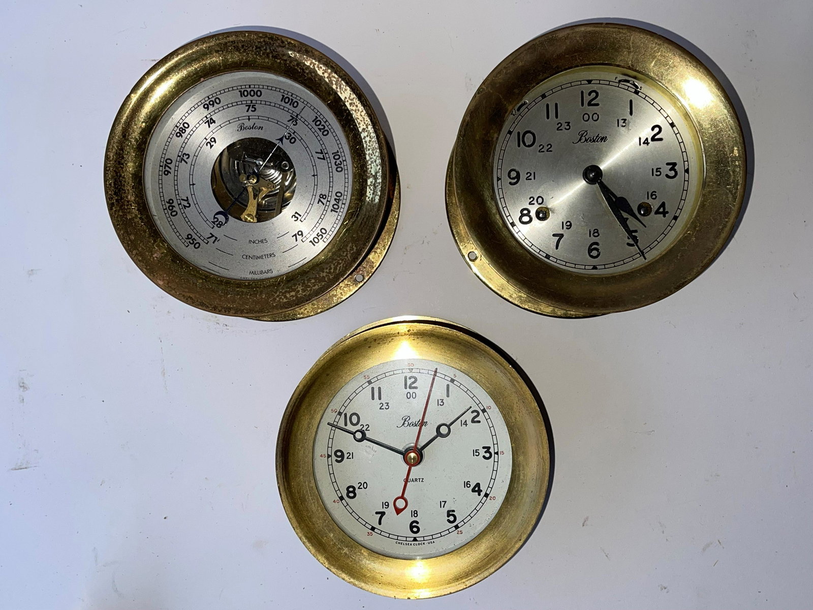 THREE BOSTON BRASS SHIP'S CLOCKS (1 of 3)