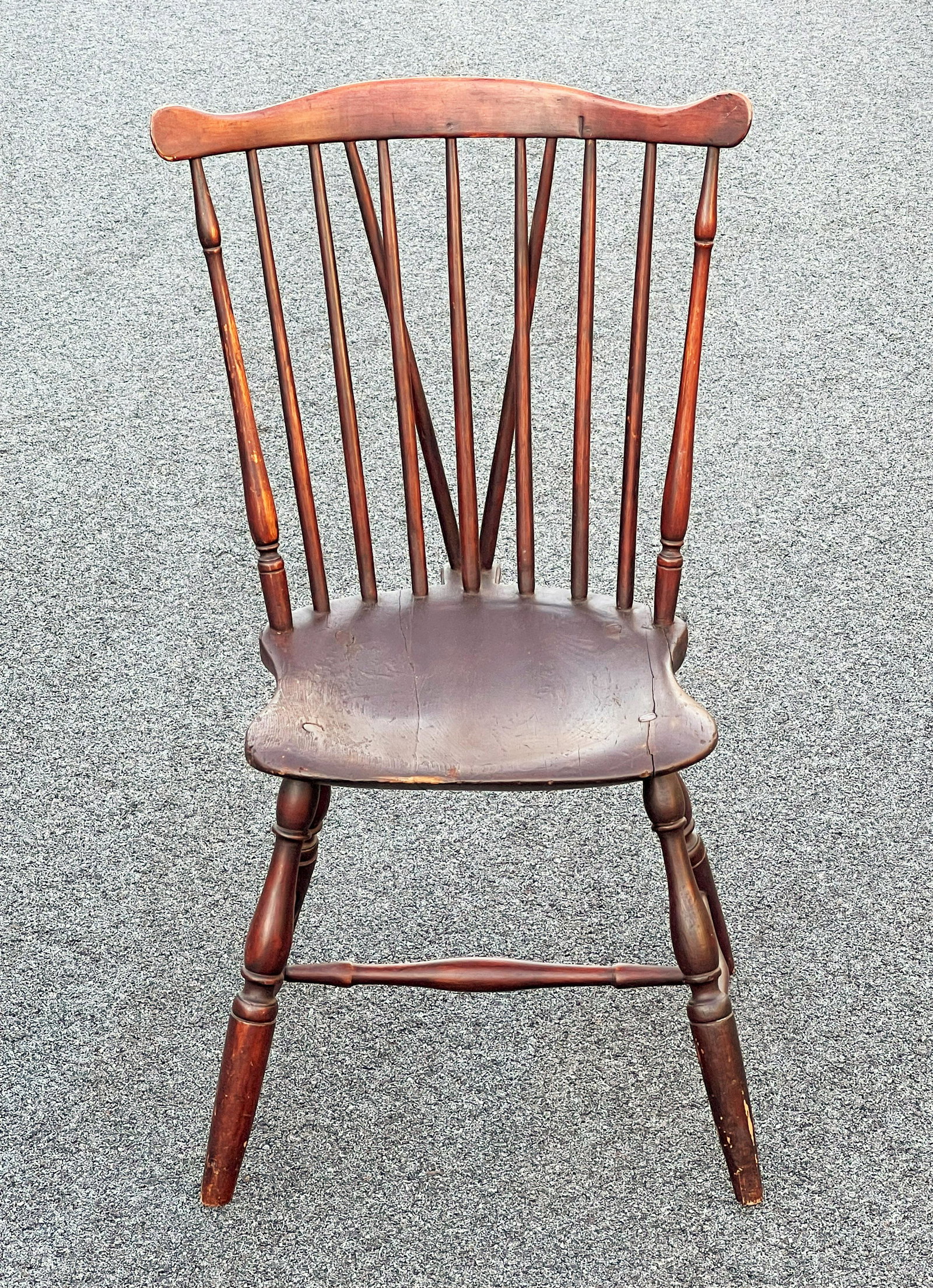 RARE 18TH C BRACEBACK FANBACK WINDSOR CHAIR (1 of 3)