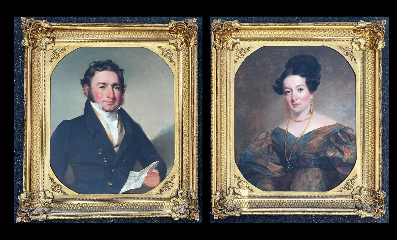 RARE PAIR PHILADELPHIA PORTRAIT PAINTINGS DATED 1828 (1 of 8)