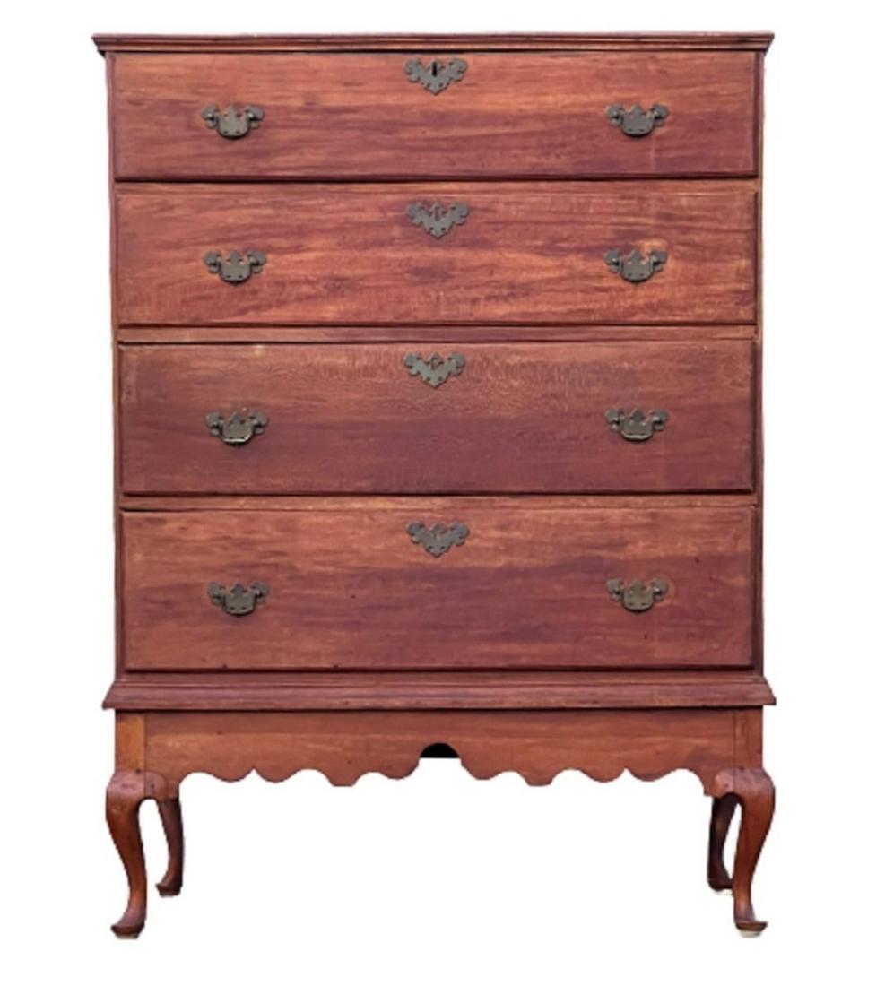 RARE 18TH C  BANDY LEG TWO DRAWER BLANKET CHEST (1 of 9)