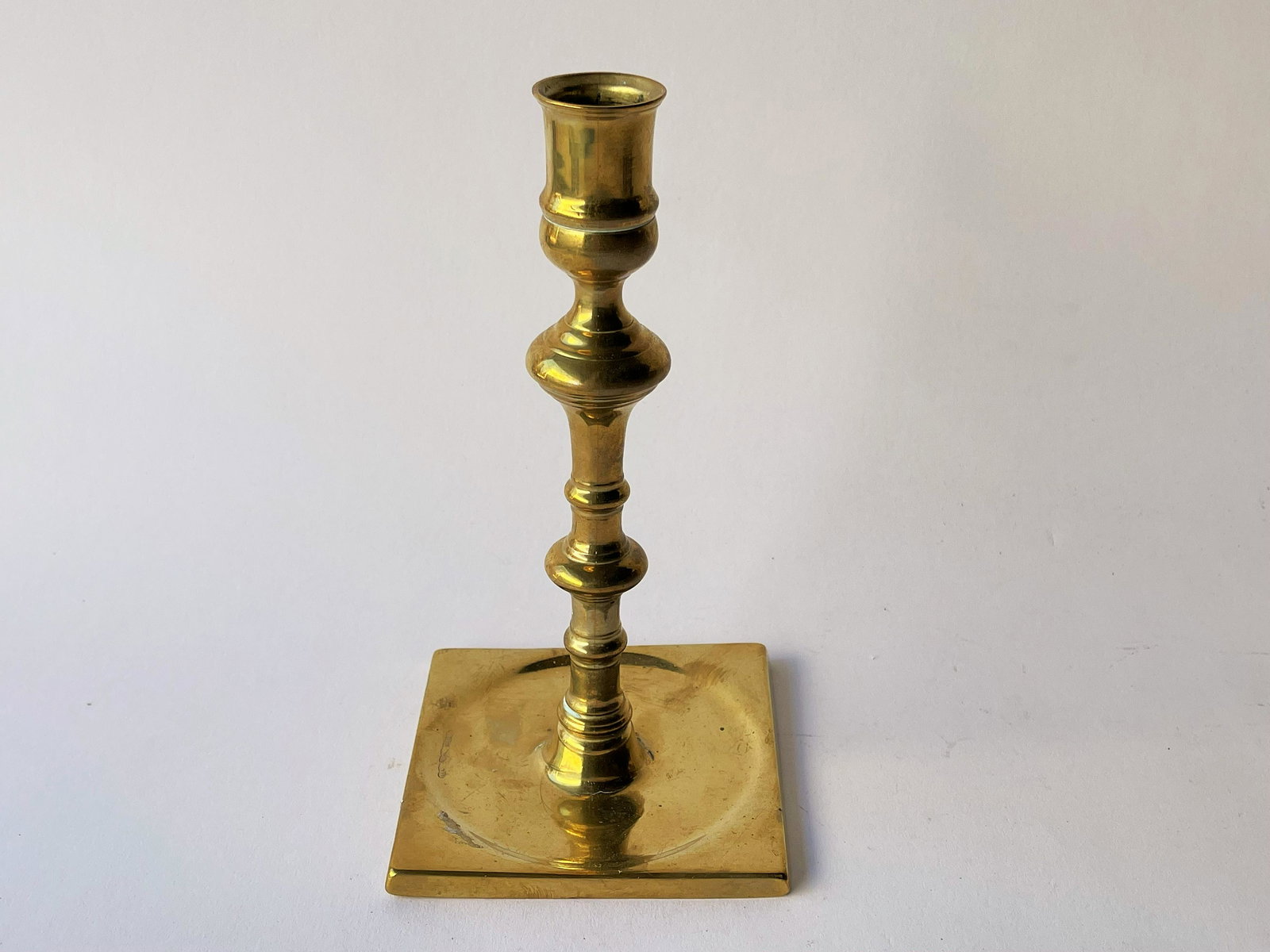 VERY TALL 18TH C ENGLISH BRASS CANDLESTICK (1 of 2)