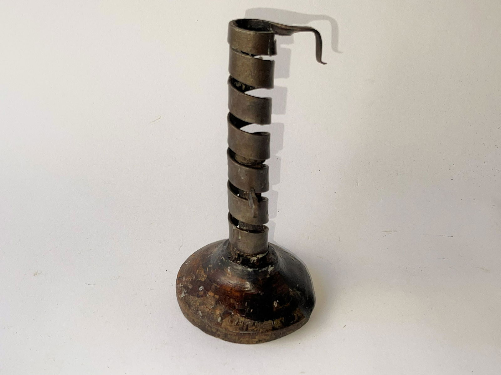 18TH C IRON SPIRAL CANDLESTICK (1 of 3)
