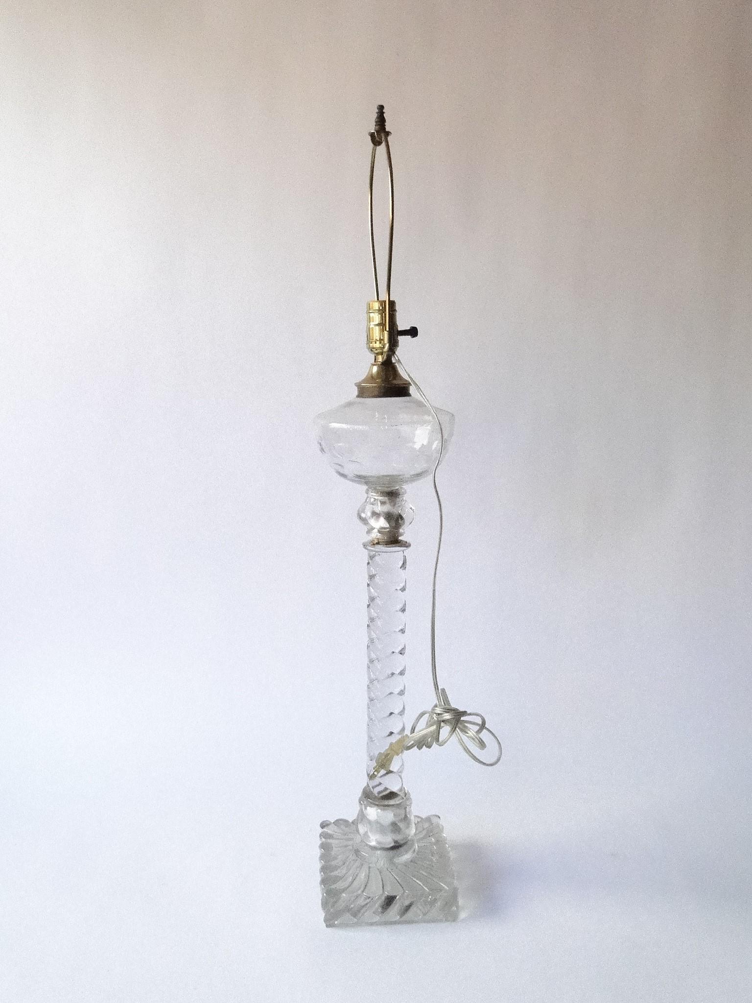 TALL BACCARAT GLASS LAMP: TALL BACCARAT GLASS LAMP, 27" TALL