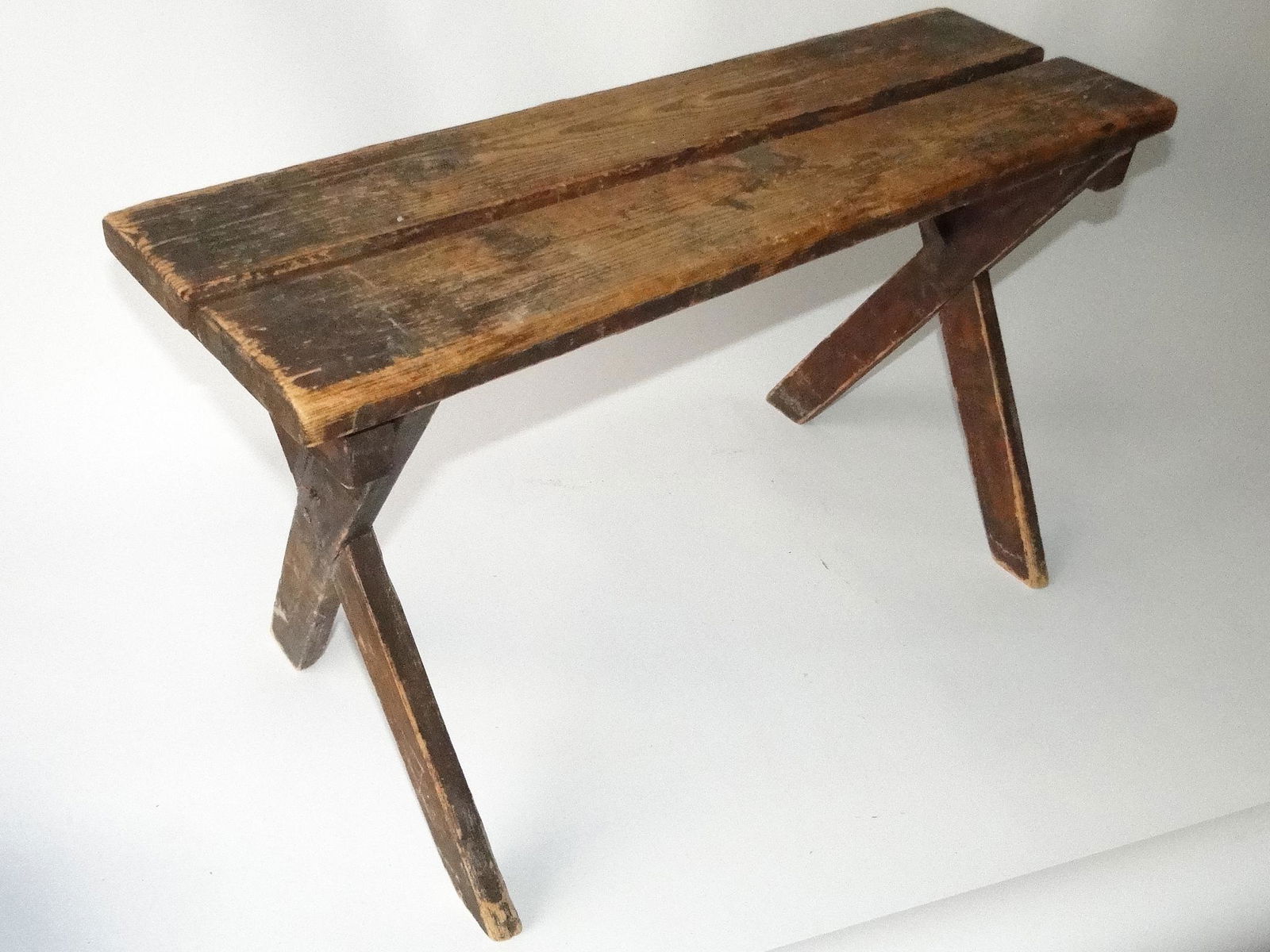 SMALL PRIMITIVE SAWBUCK BENCH (1 of 3)